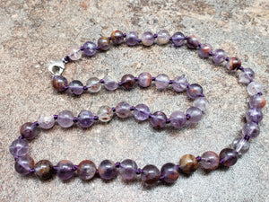 Auralite Hand Knotted Necklace with Lobster Claw Clasp