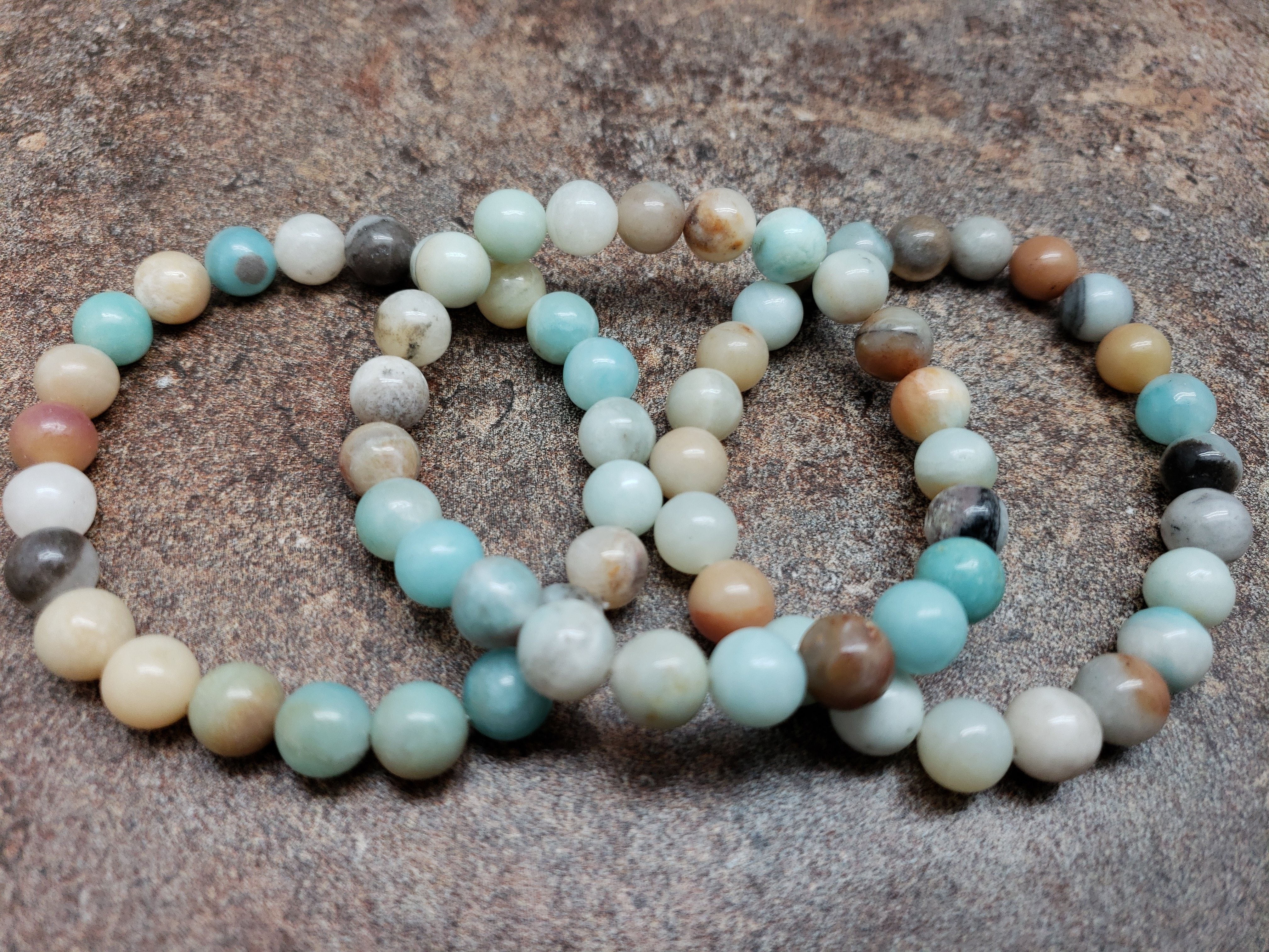 Count of 5 Mixed Amazonite Bracelets, 7 inch