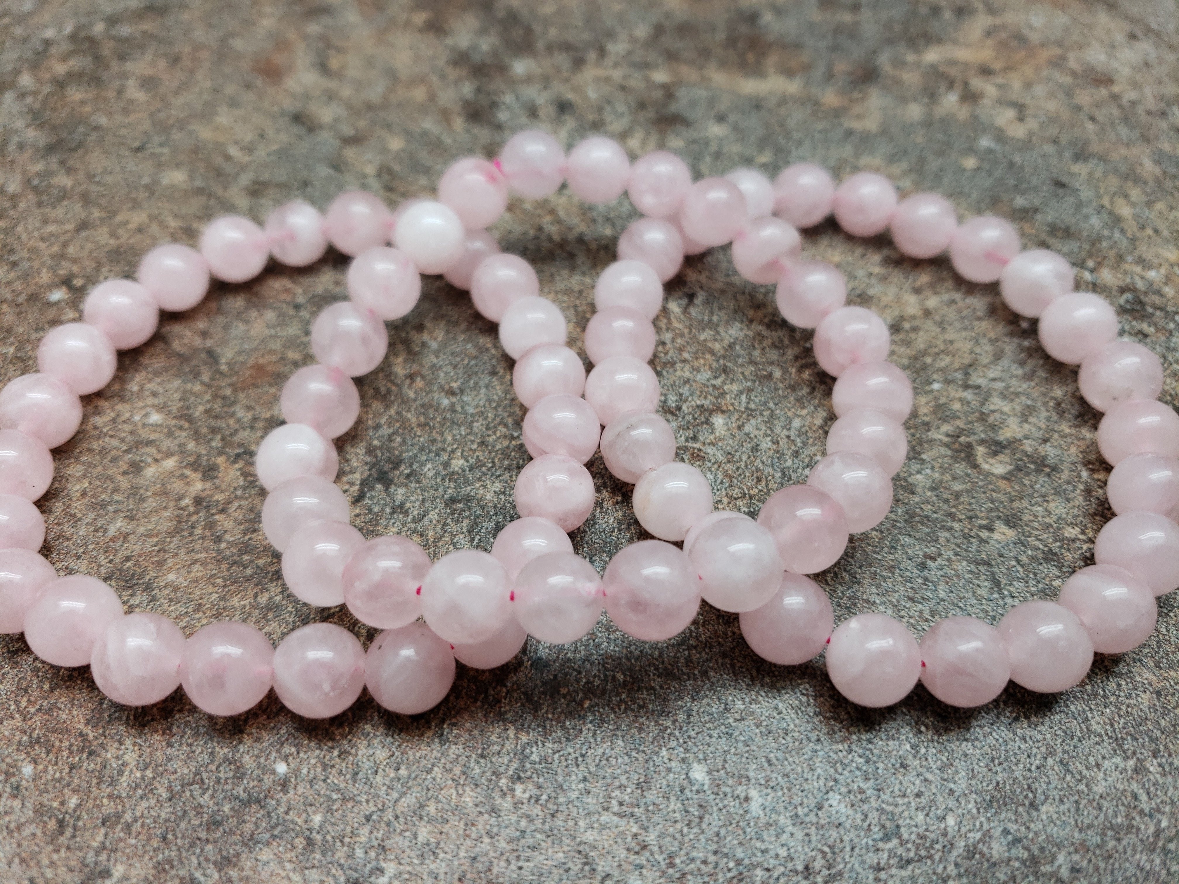 Count of 5 8mm Madagascar Rose Quartz Bracelets, 7 inch