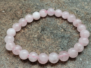 Count of 5 8mm Madagascar Rose Quartz Bracelets, 7 inch