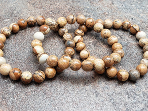 8mm Picture Jasper Bracelet Strand, 7 inch