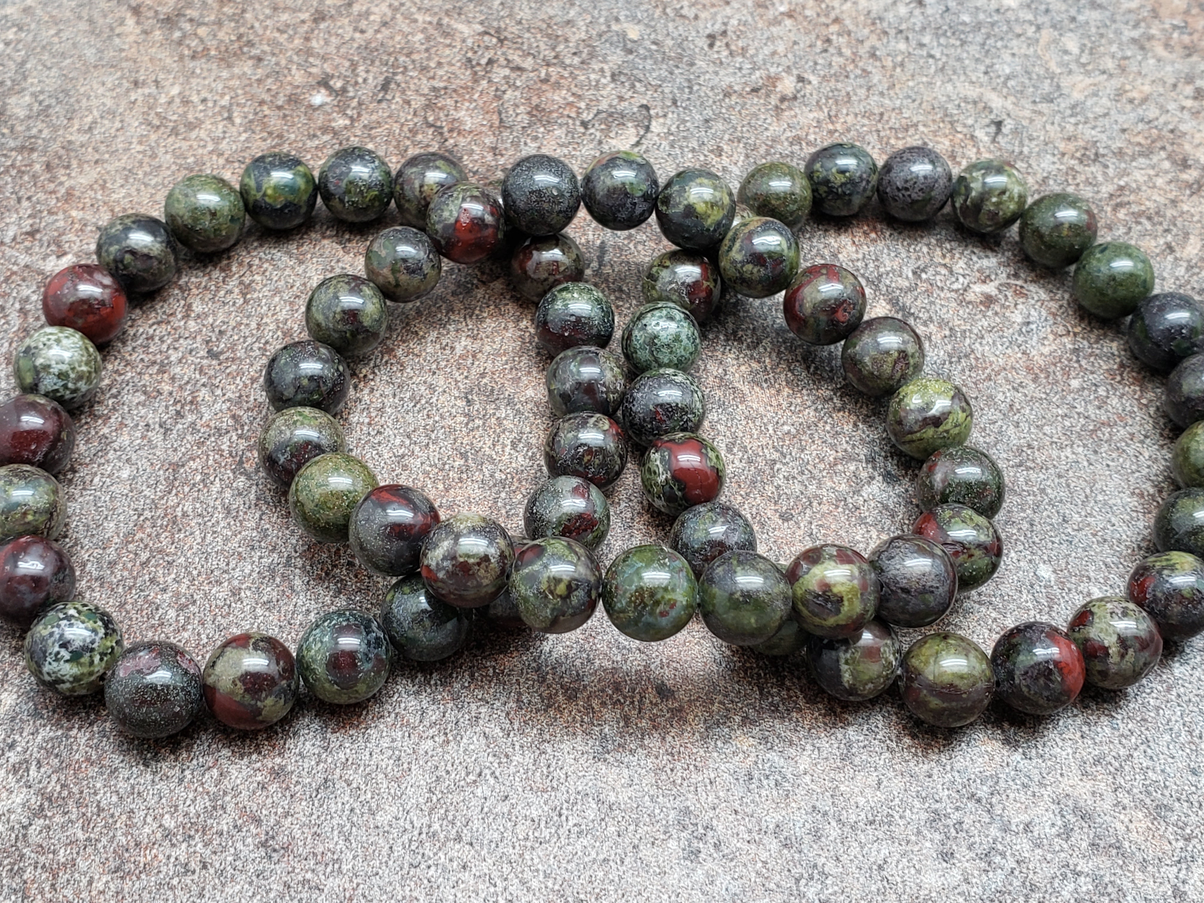 Count of 5 Dragon Bloodstone Bracelets, 7 inch