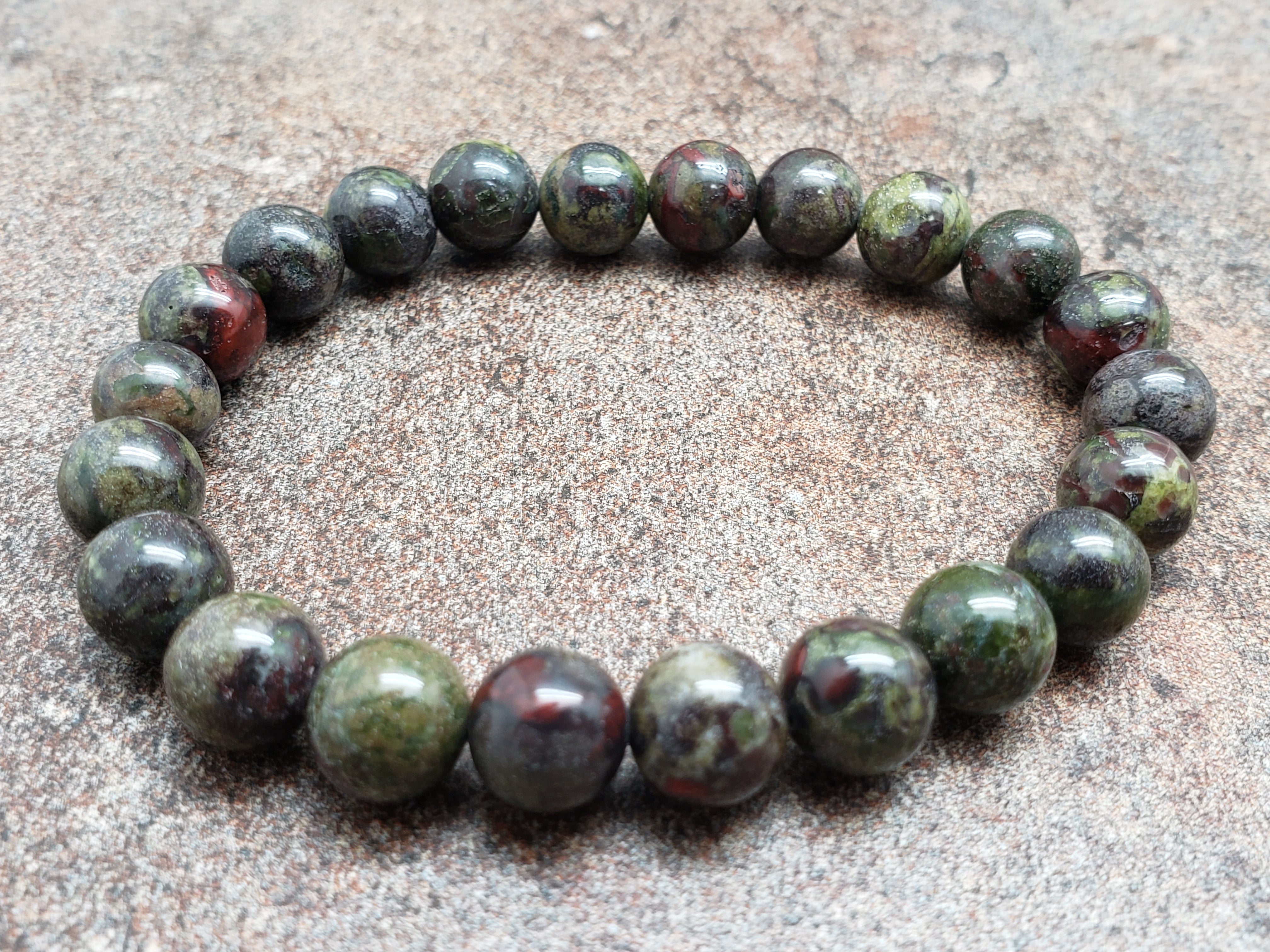 Count of 5 Dragon Bloodstone Bracelets, 7 inch