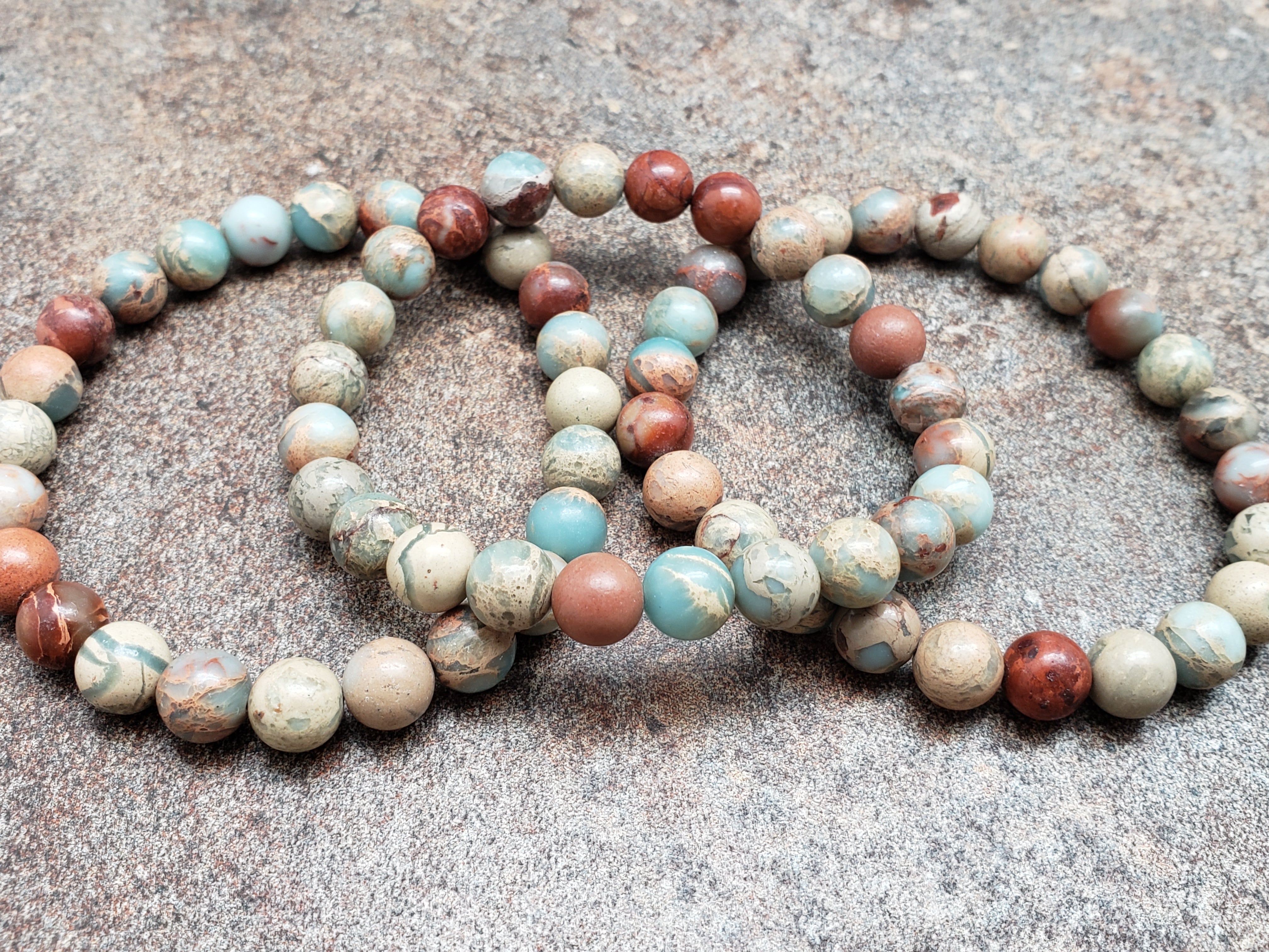 8mm Aqua Terra Jasper Bracelet Strand, 7 inch