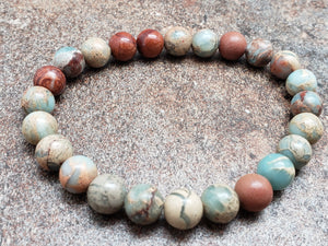 8mm Aqua Terra Jasper Bracelet Strand, 7 inch