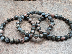 8mm Blue Jasper Bracelet Strand, 7 inch