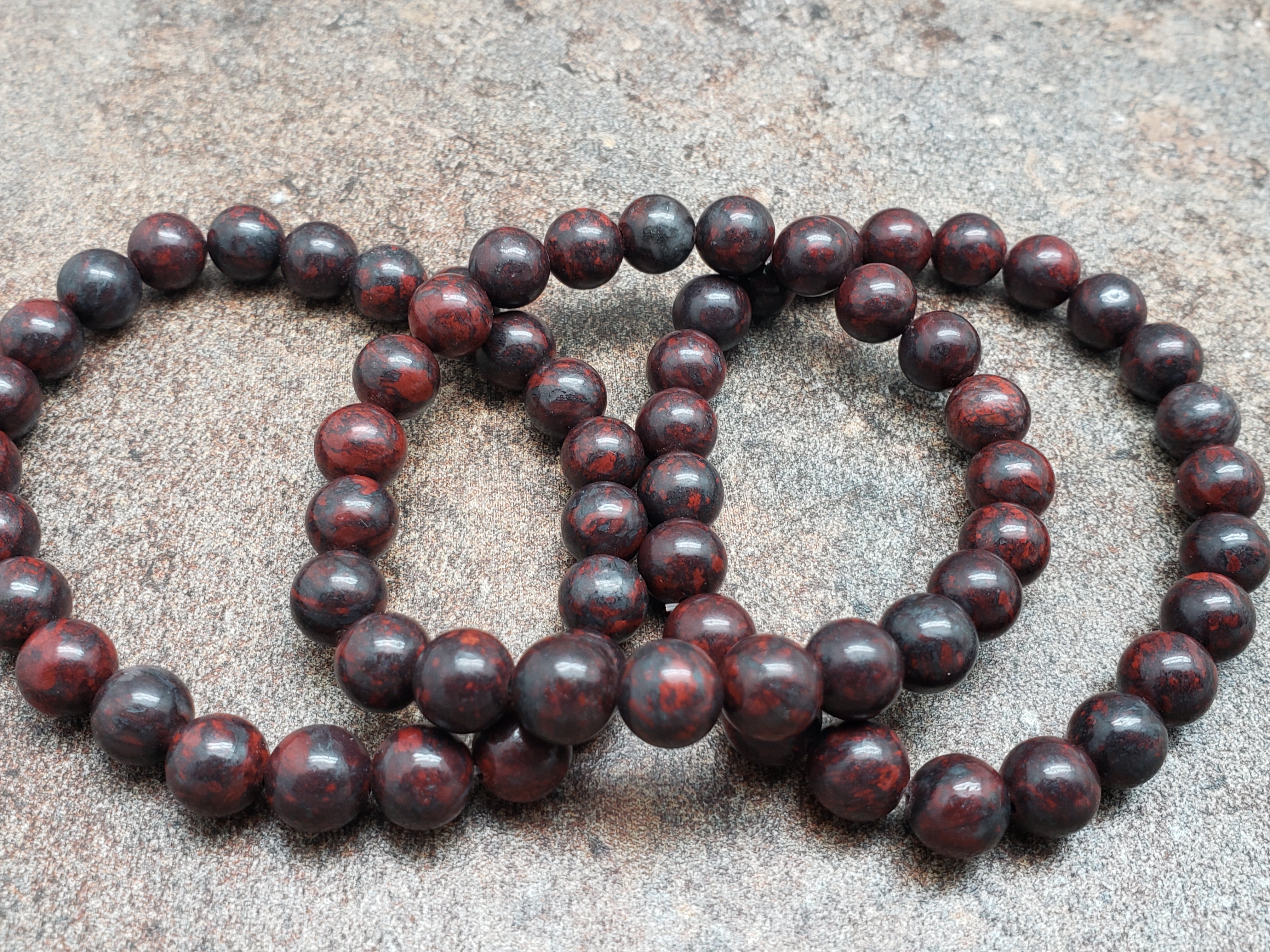 Count of 5 Brecciated Jasper Bracelets, 7 inch