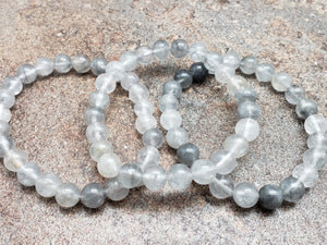 Count of 5 8mm Cloudy Quartz Bracelets, 7 inch