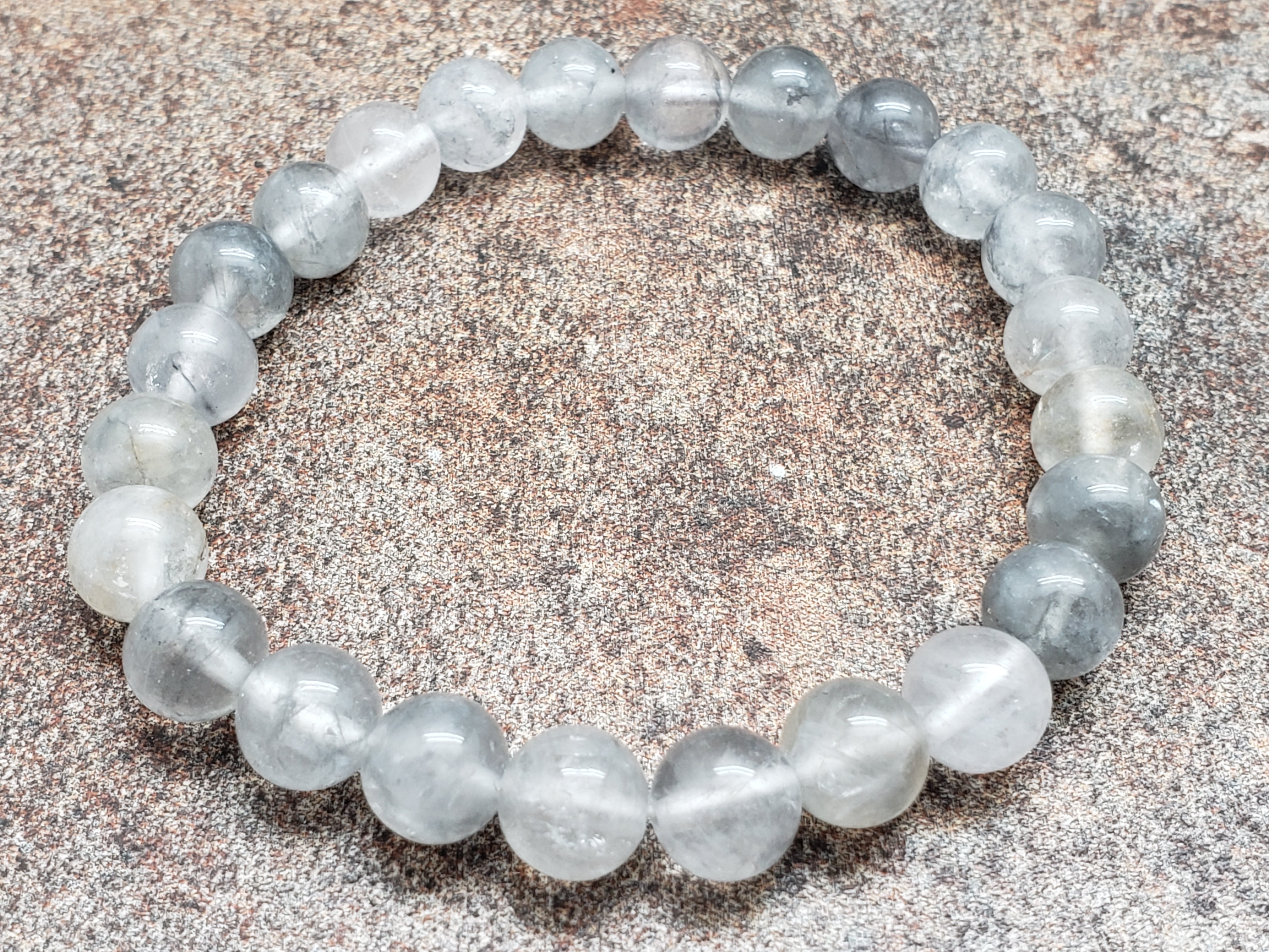 Count of 5 8mm Cloudy Quartz Bracelets, 7 inch