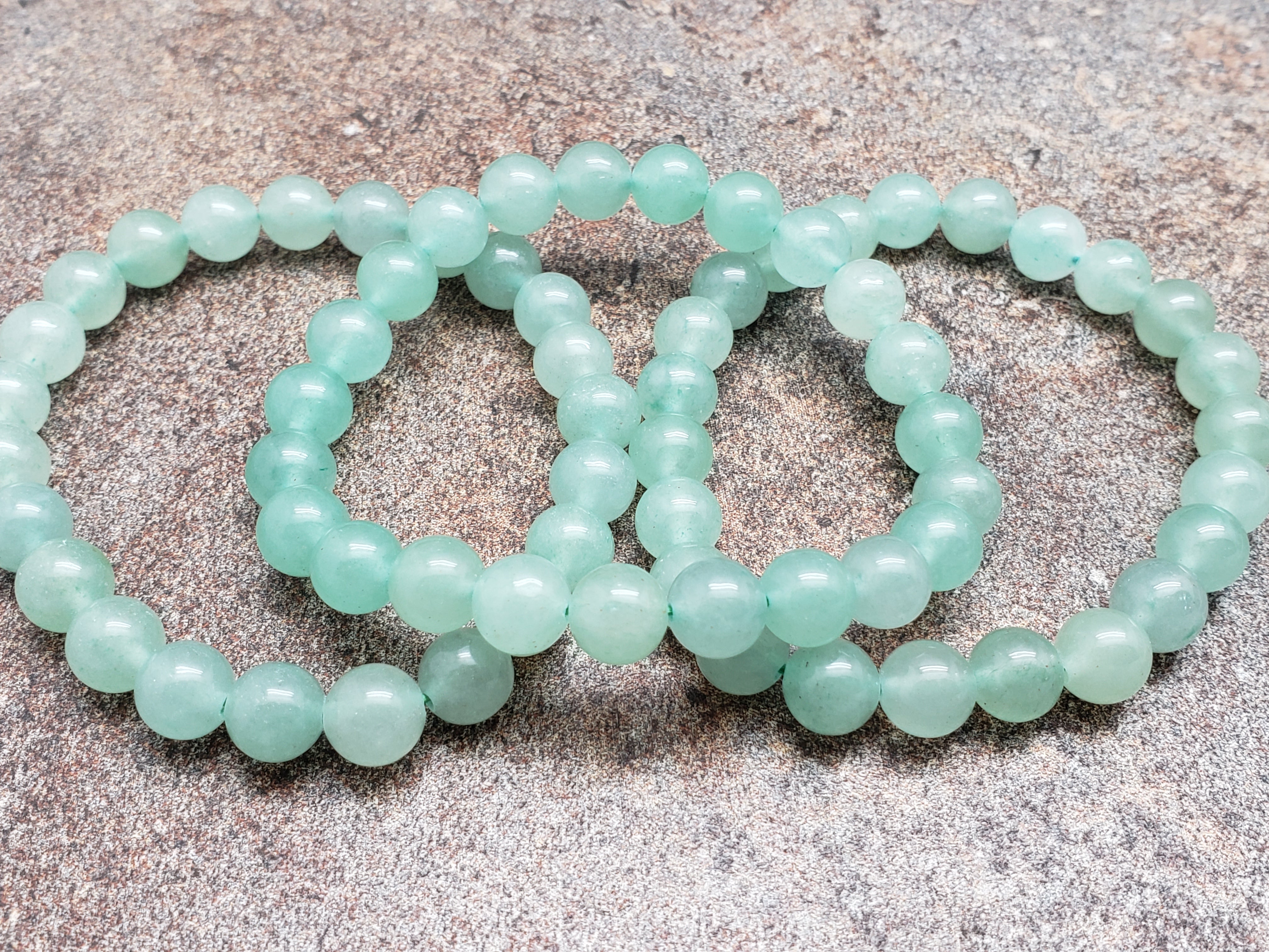 Count of 5 Green Aventurine Bracelets, 7 inch