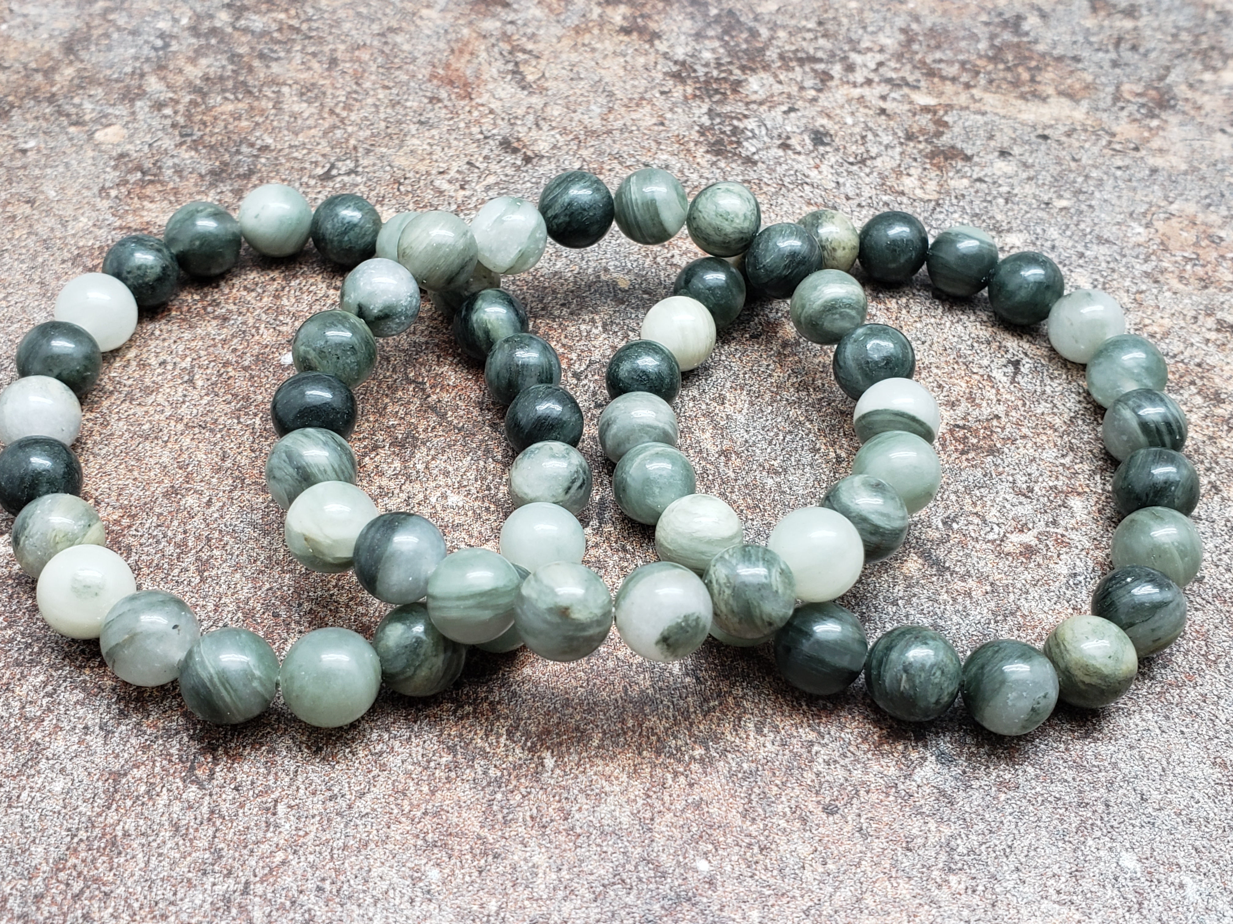 8mm Grassy Jasper Bracelet Strand, 7 inch