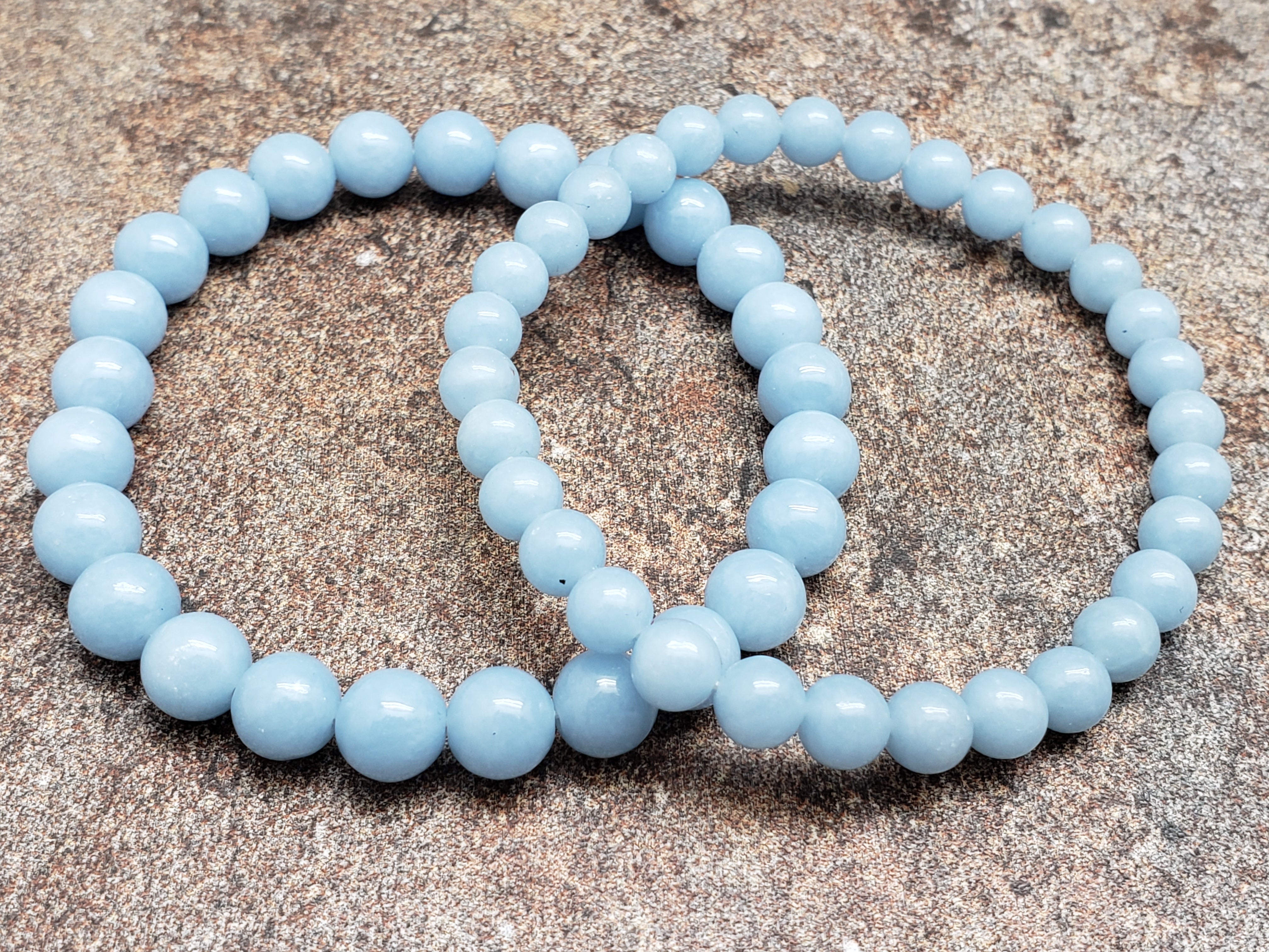 Count of 5 Angelite Bracelets, 7 inch