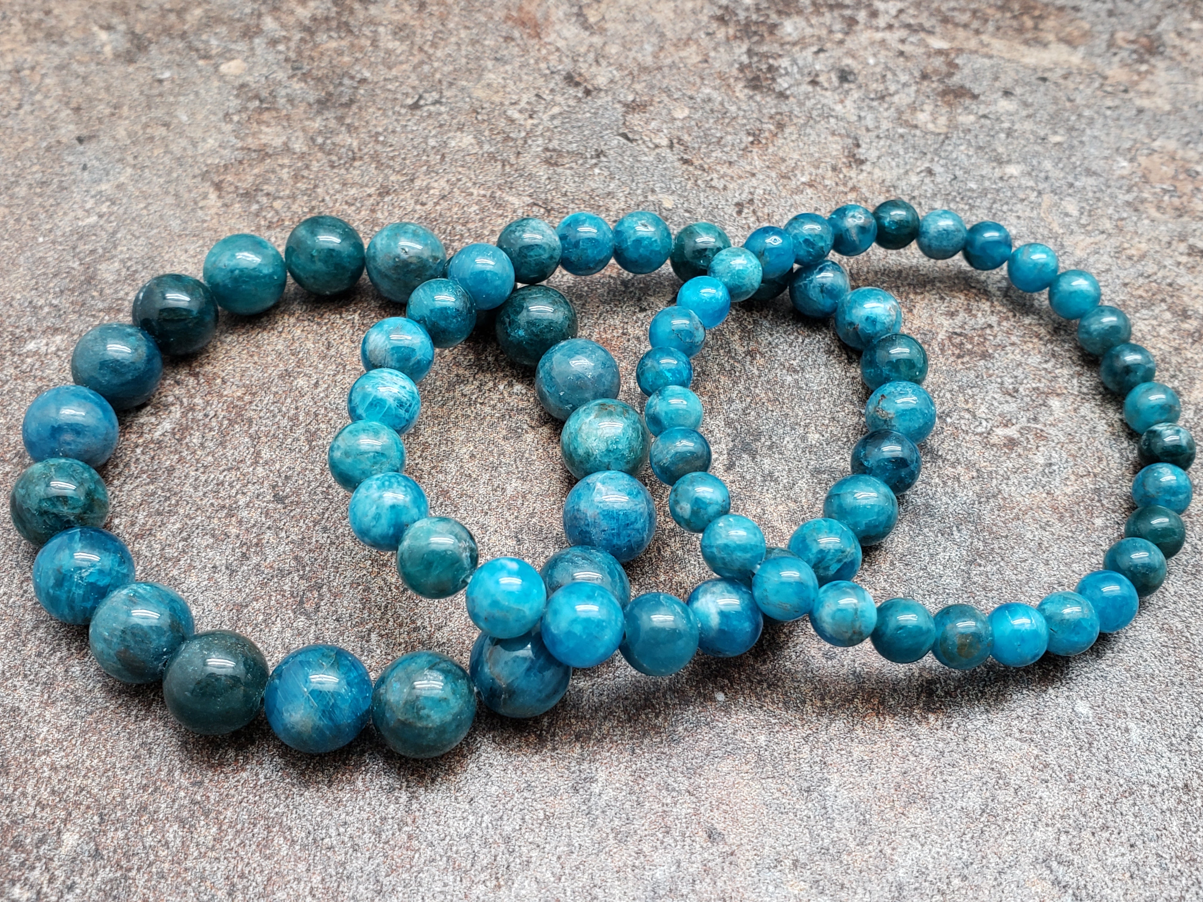 Count of 5 Blue Apatite Bracelets, 7 inch