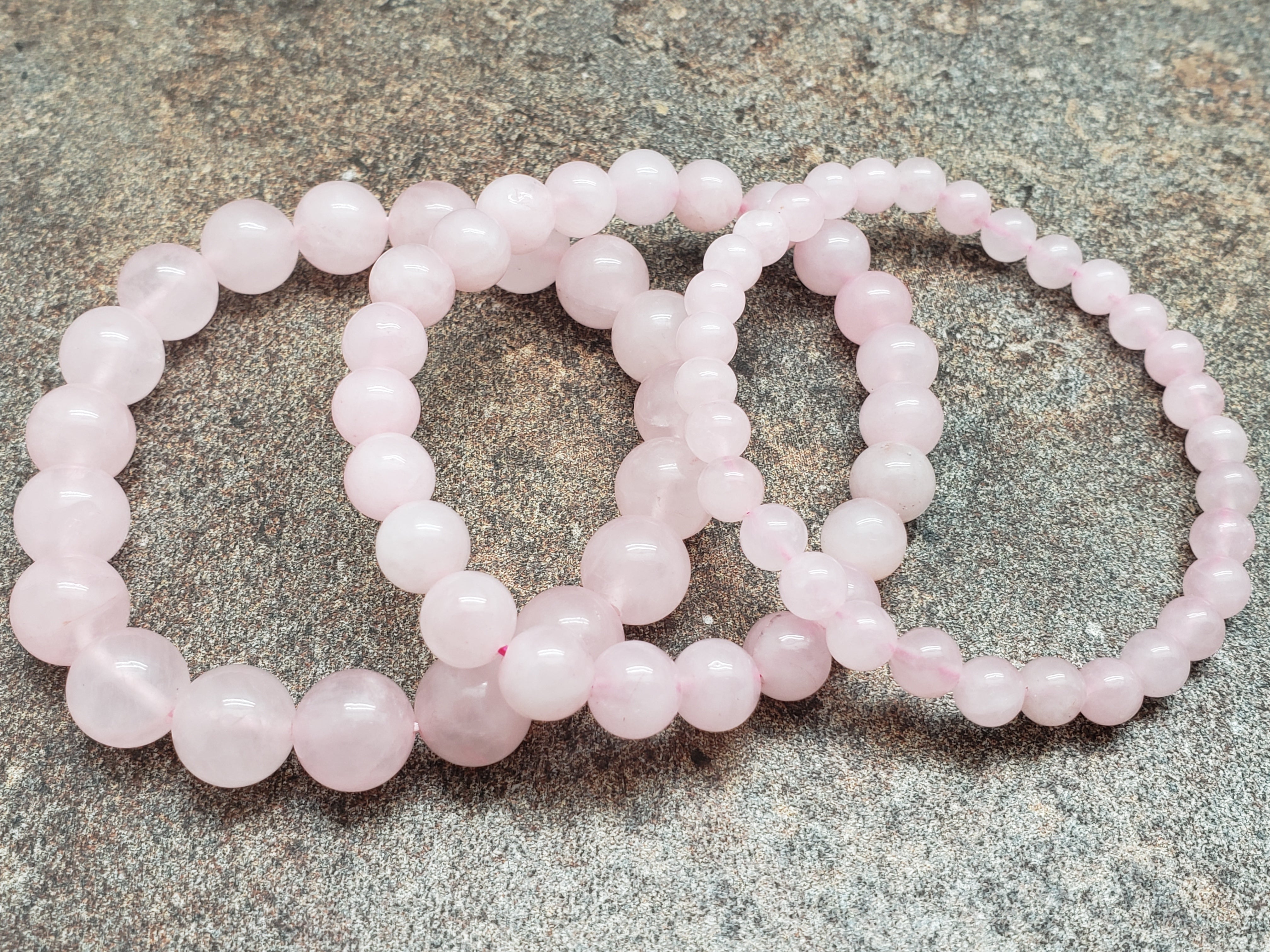 Count of 5 Rose Quartz Bracelets, 7 inch