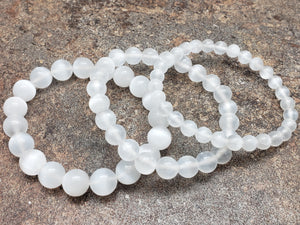 Count of 5 Selenite Bracelets, 7 inch