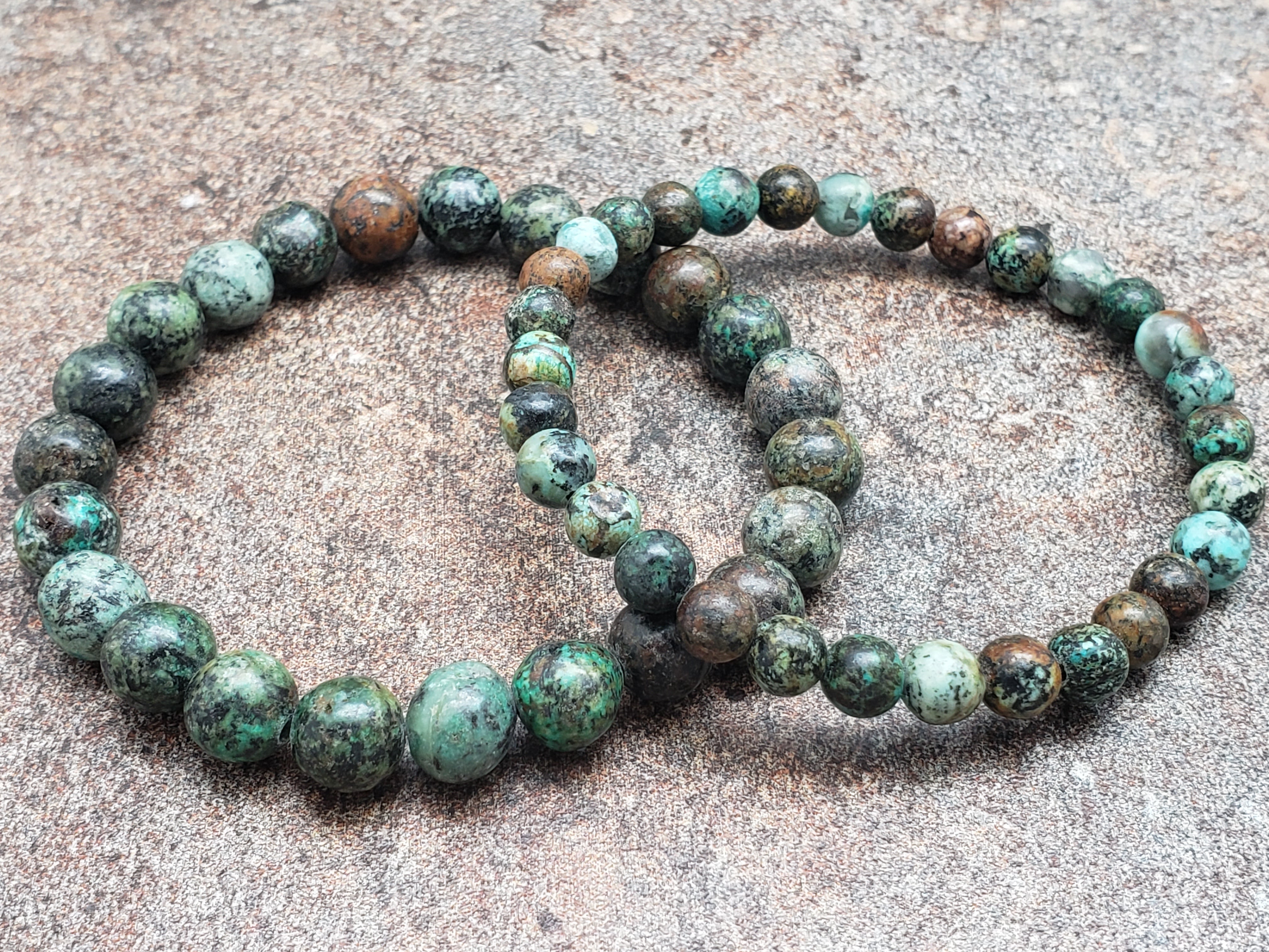 Count of 5 African Turquoise Bracelets, 7 inch