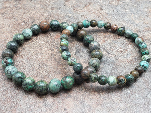 Count of 5 African Turquoise Bracelets, 7 inch