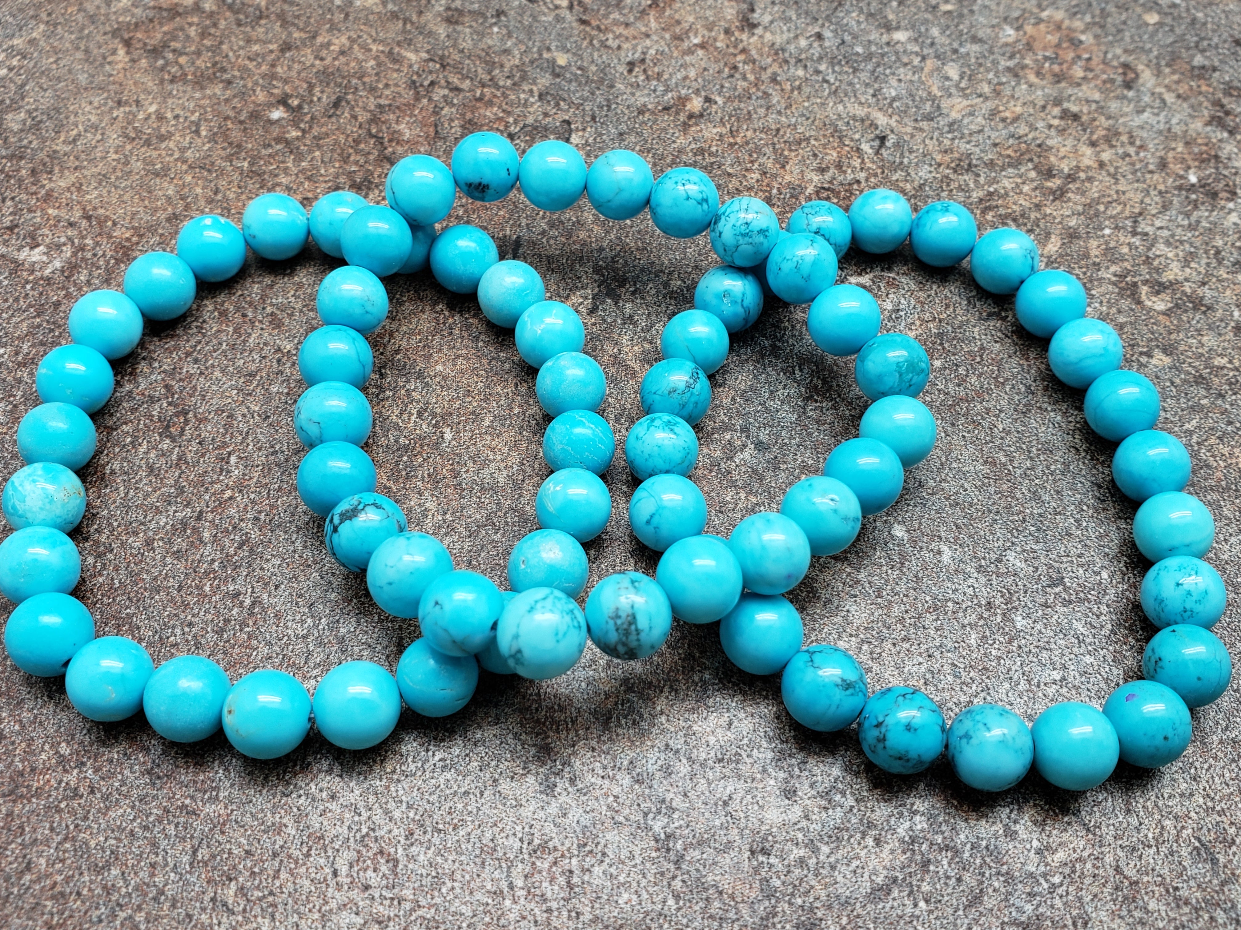 Count of 5 8mm Turquoise Howlite Bracelets, 7 inch