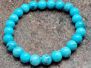 Count of 5 8mm Turquoise Howlite Bracelets, 7 inch