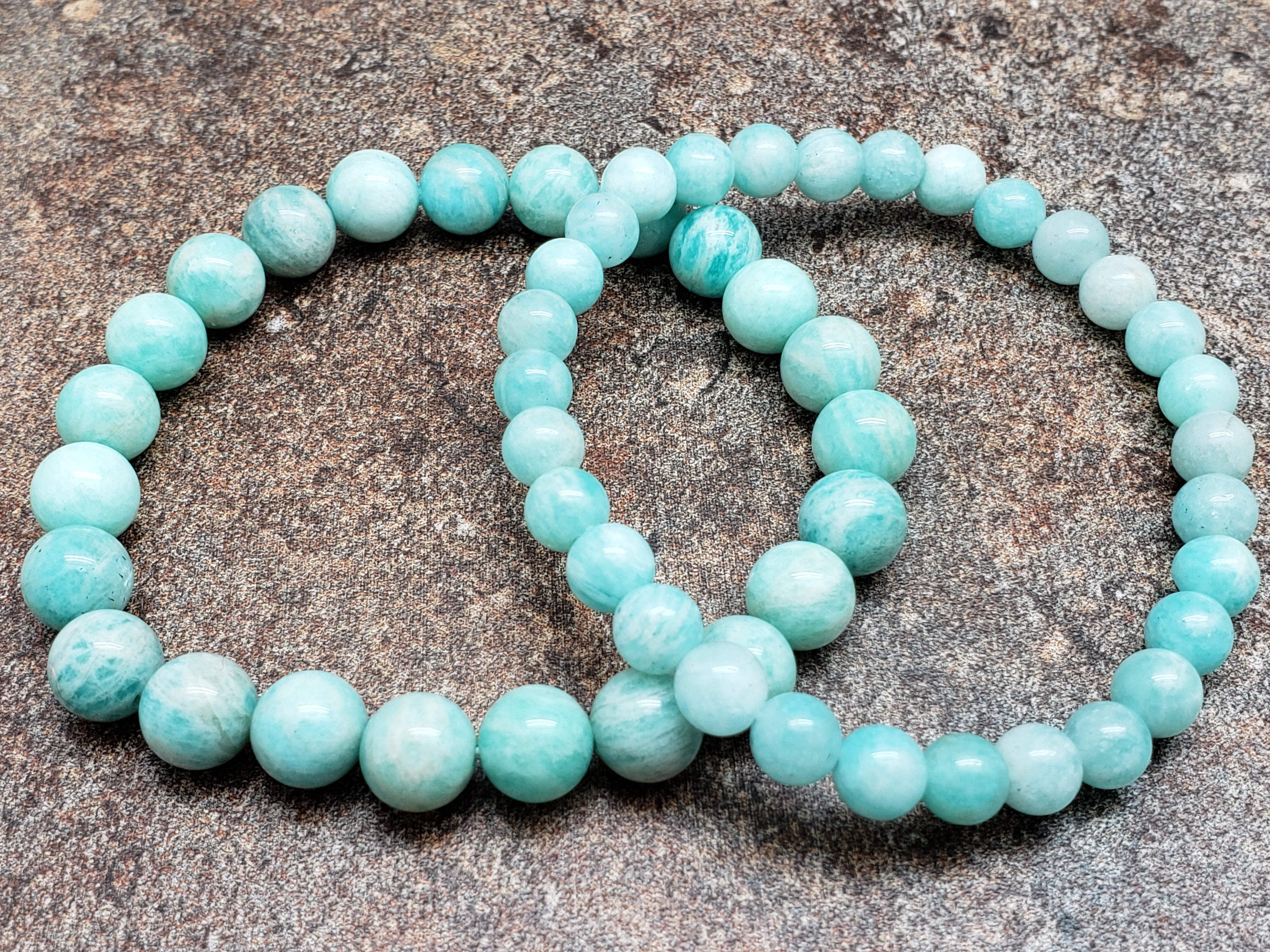 Count of 5 African Amazonite Bracelets, 7 inch