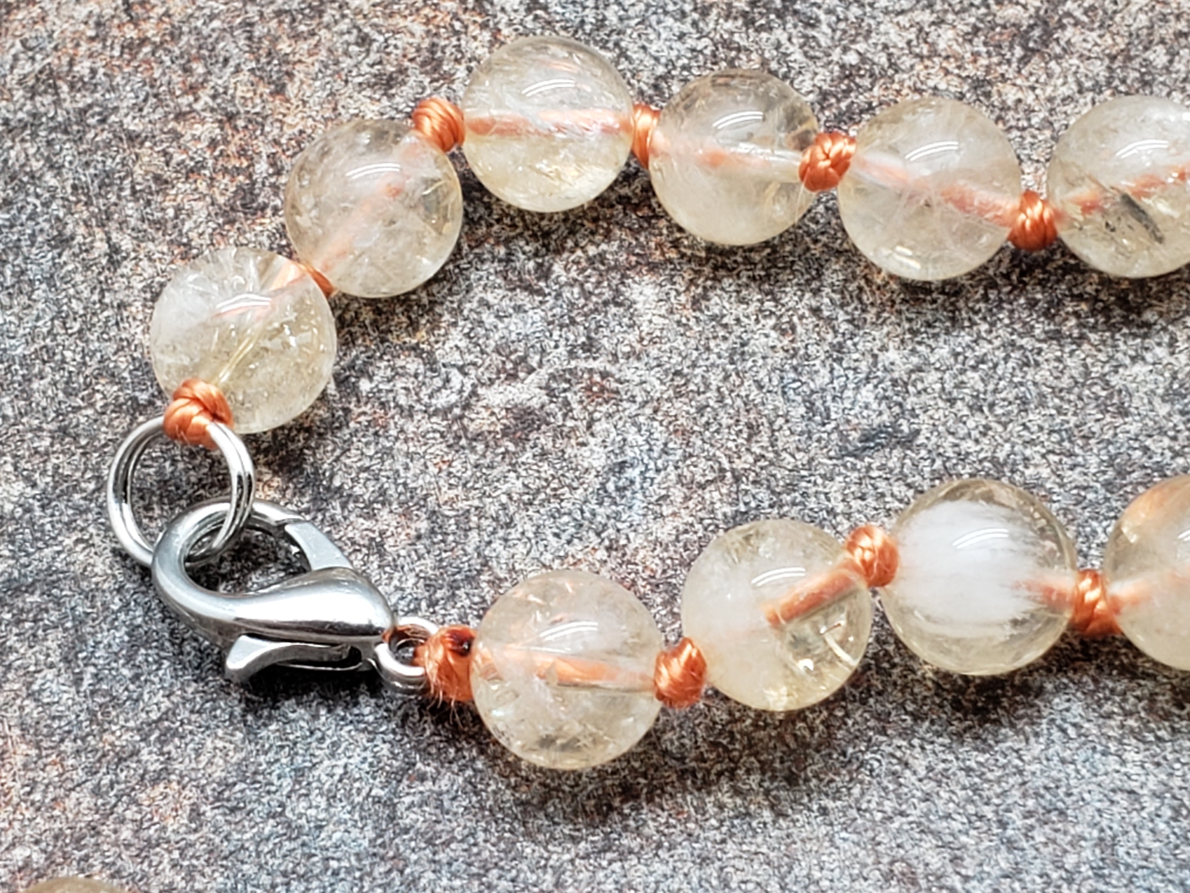 Citrine Hand Knotted Necklace with Lobster Claw Clasp