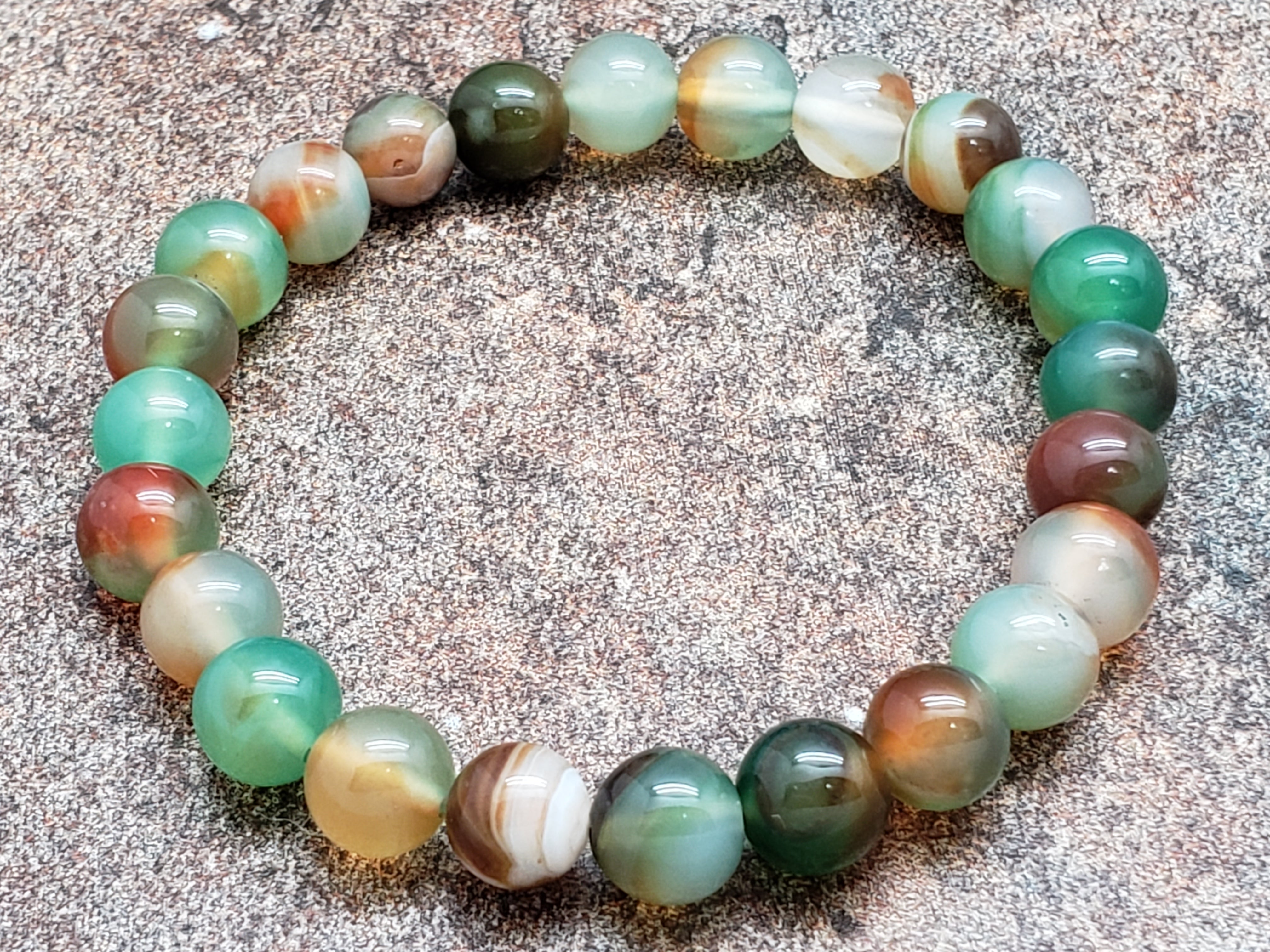 Count of 5 Rainbow Agate Bracelets, 7 inch