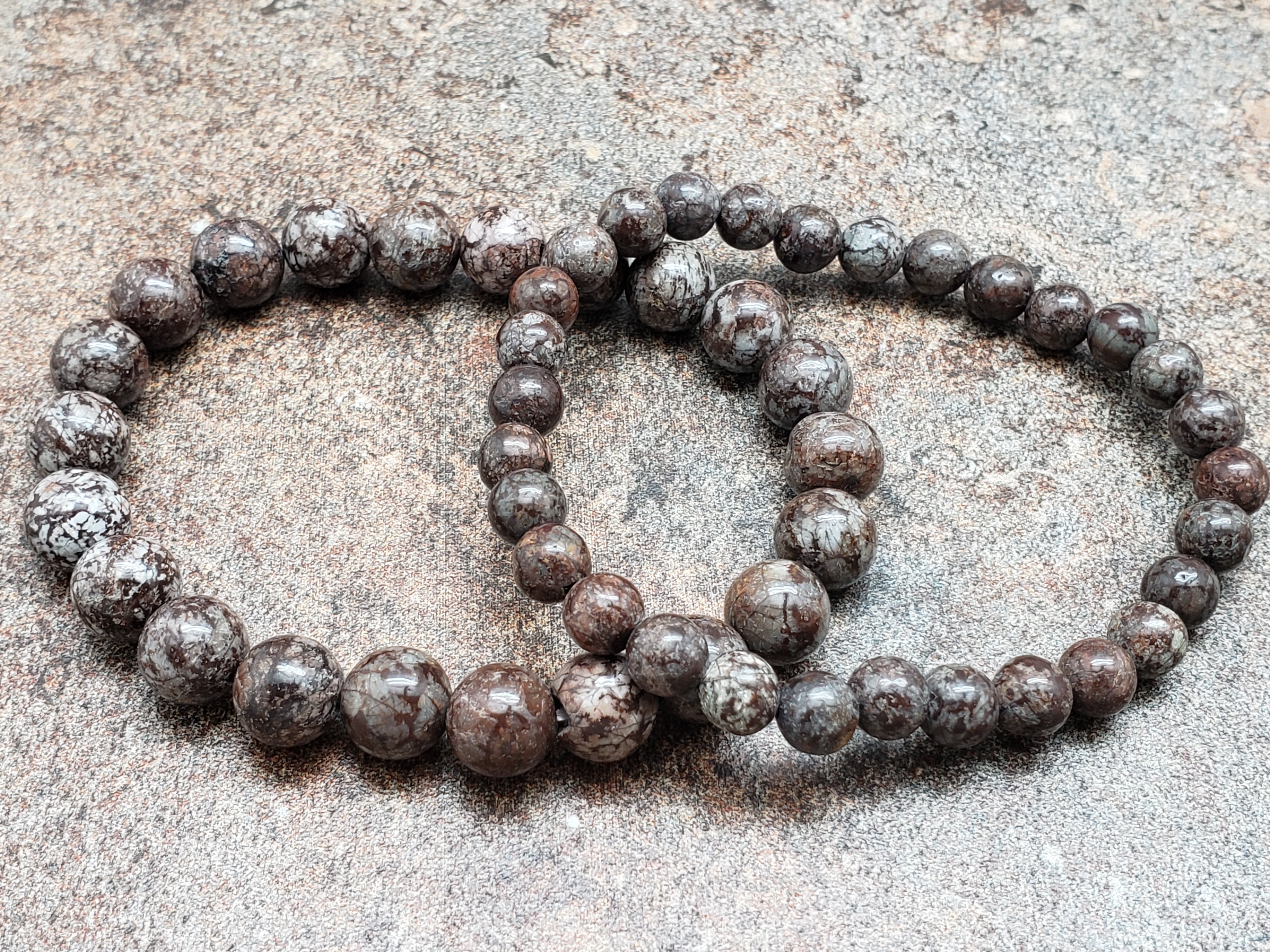 Count of 5 Snowflake Jasper Bracelets, 7 inch