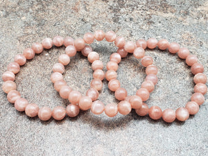 Count of 5 Peach Sunstone Bracelets, A Grade, 7 inch