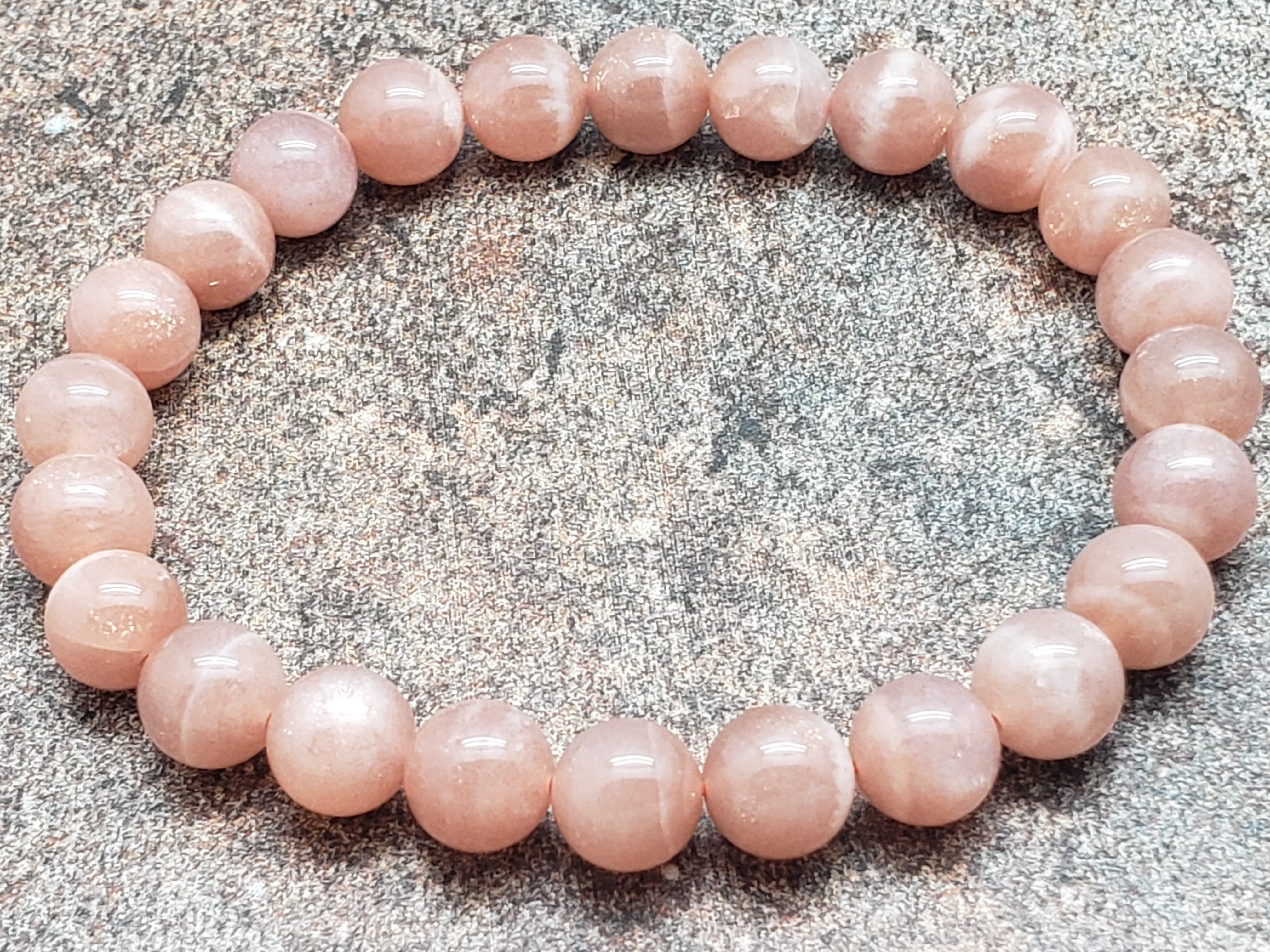 Count of 5 Peach Sunstone Bracelets, A Grade, 7 inch