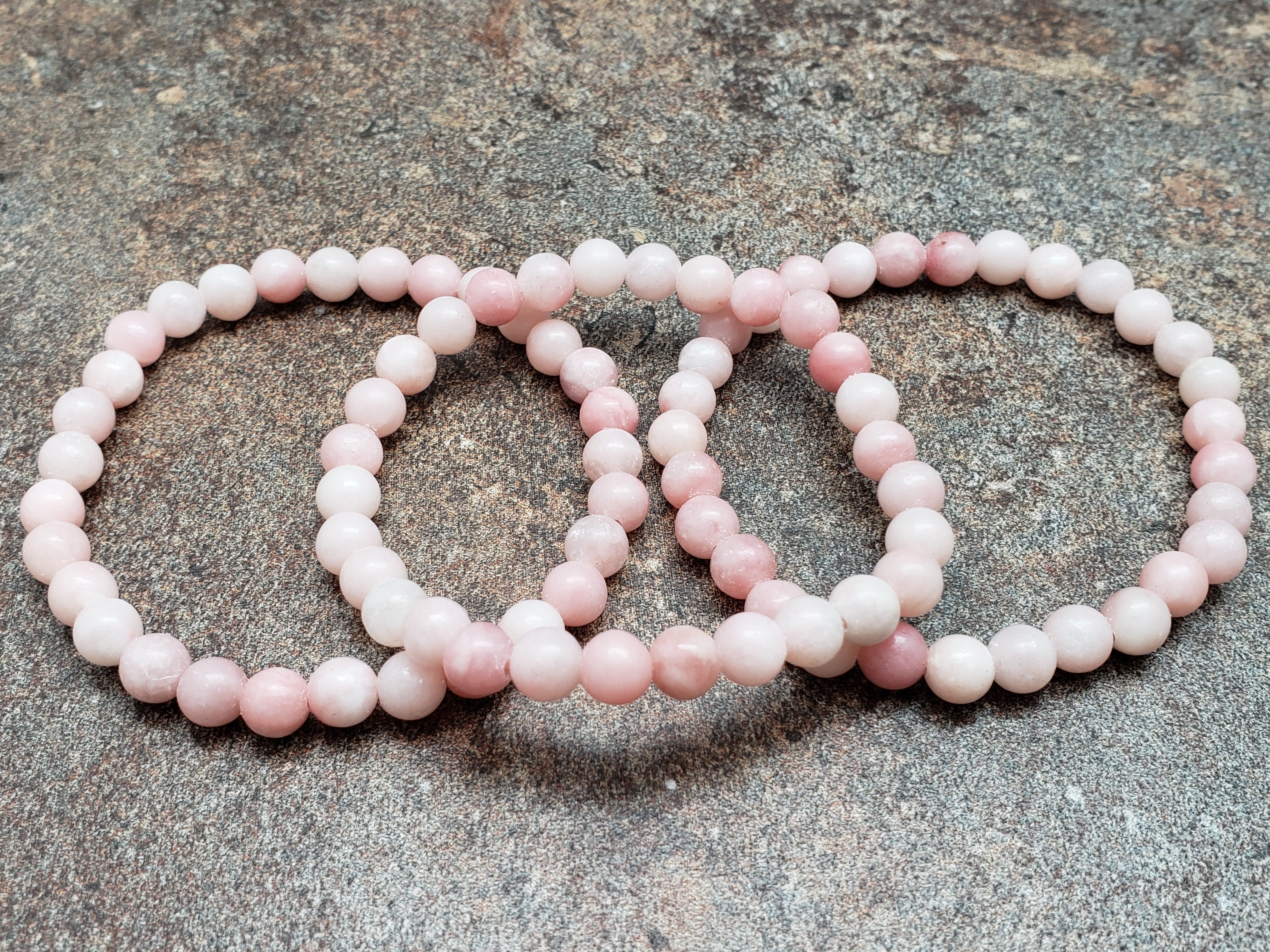 Count of 5 Pink Opal Bracelets, 7 inch