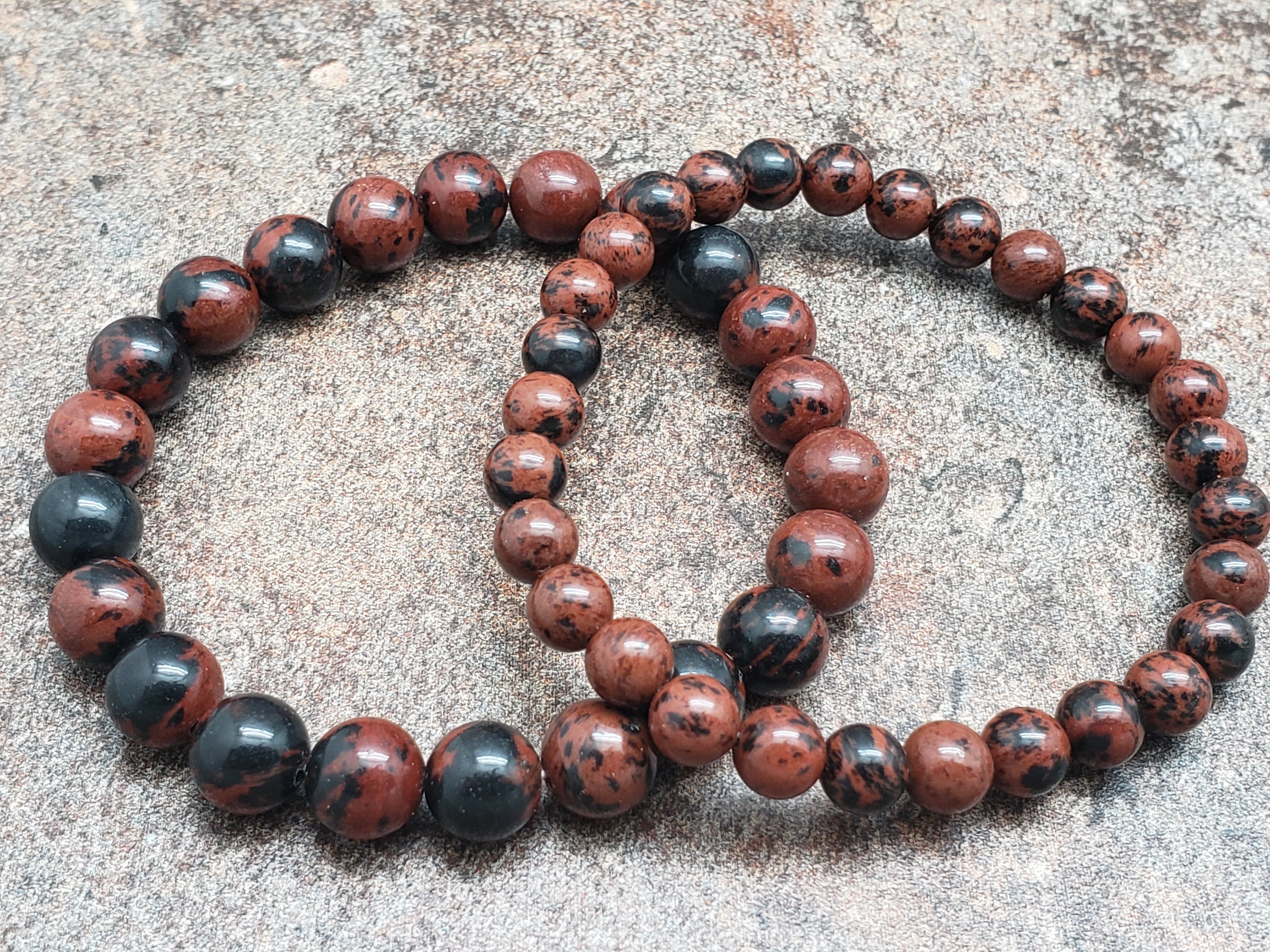 Count of 5 Mahogany Obsidian Bracelets, 7 inch