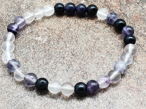 Count of 5 Purple Fluorite Bracelets, 7 inch