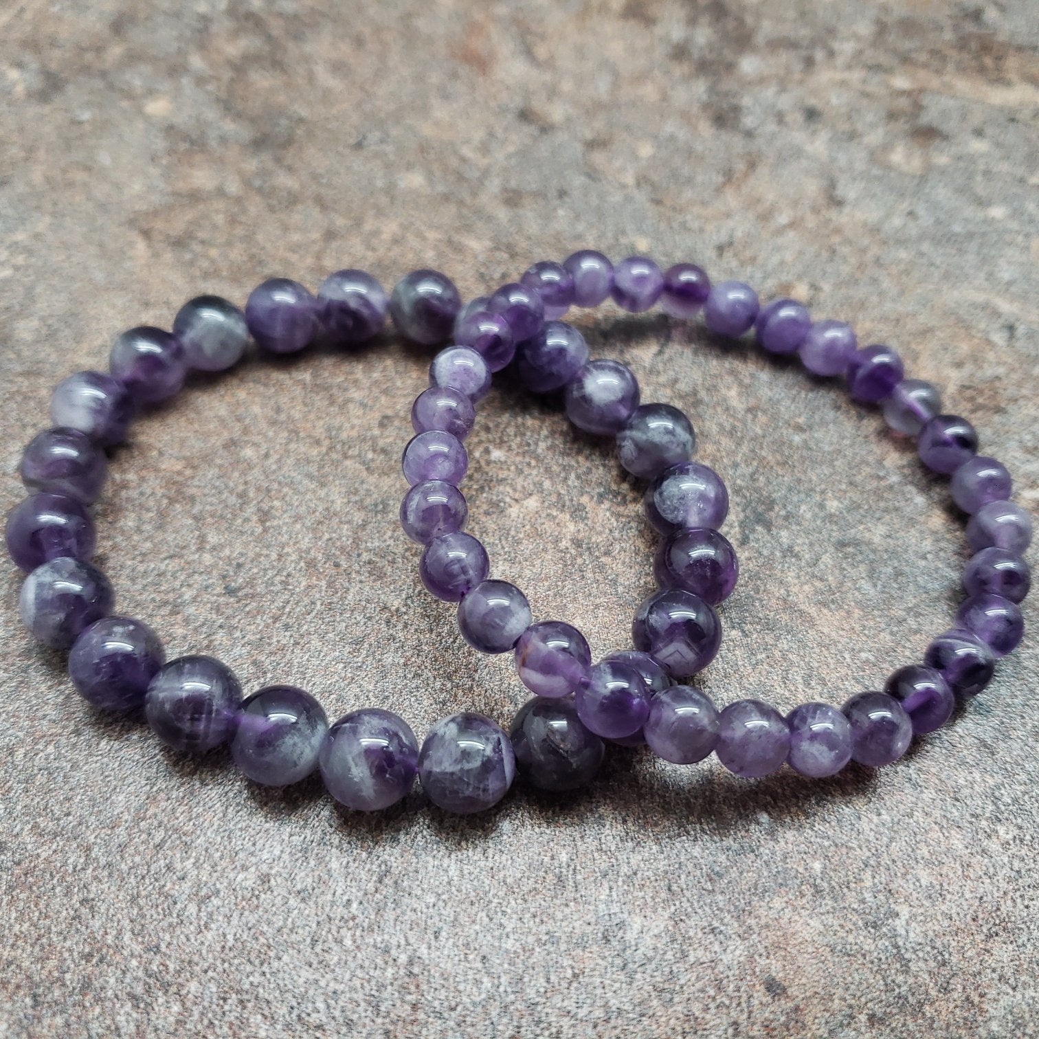 Count of 5 Sage Amethyst Bracelets, 7 inch