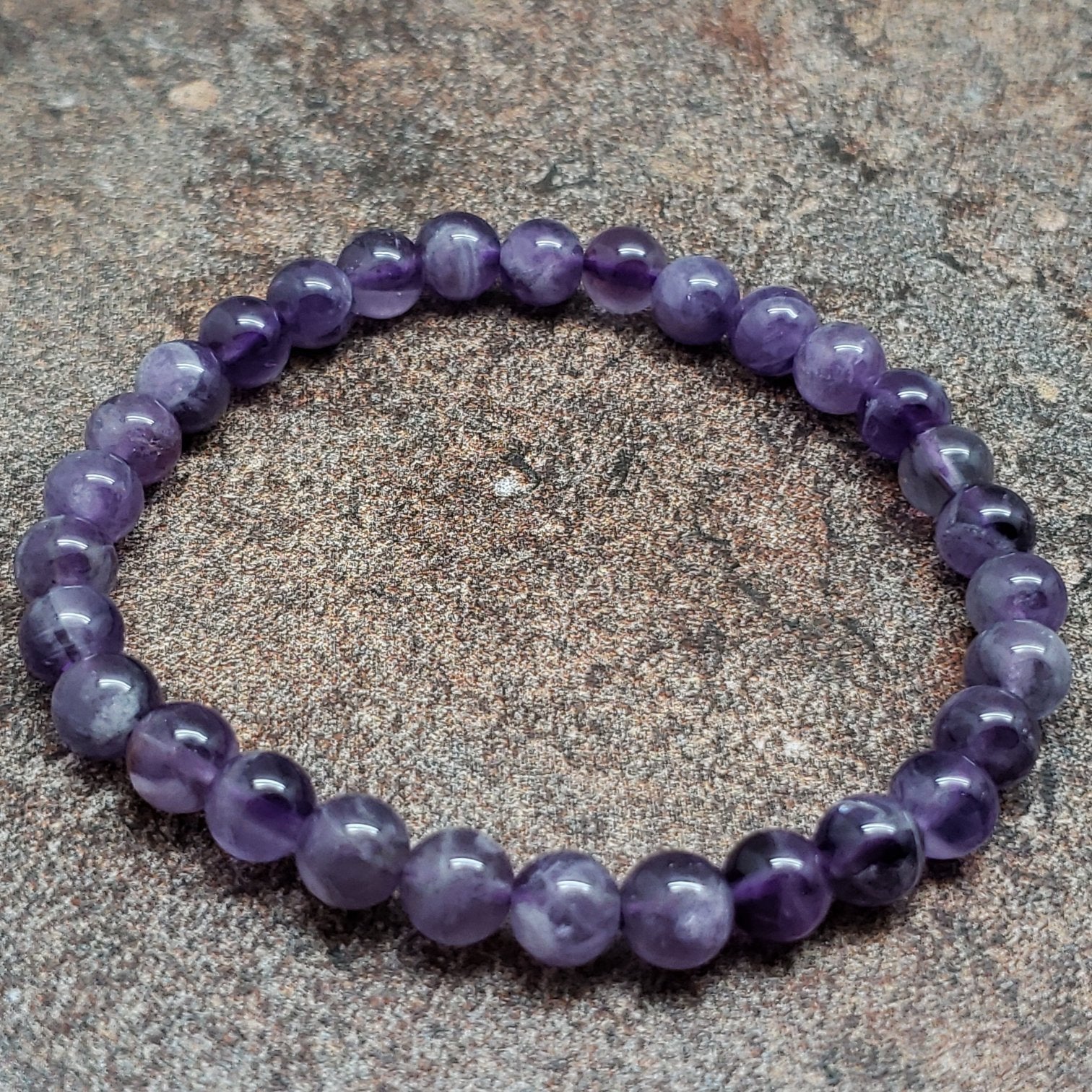 Count of 5 Sage Amethyst Bracelets, 7 inch