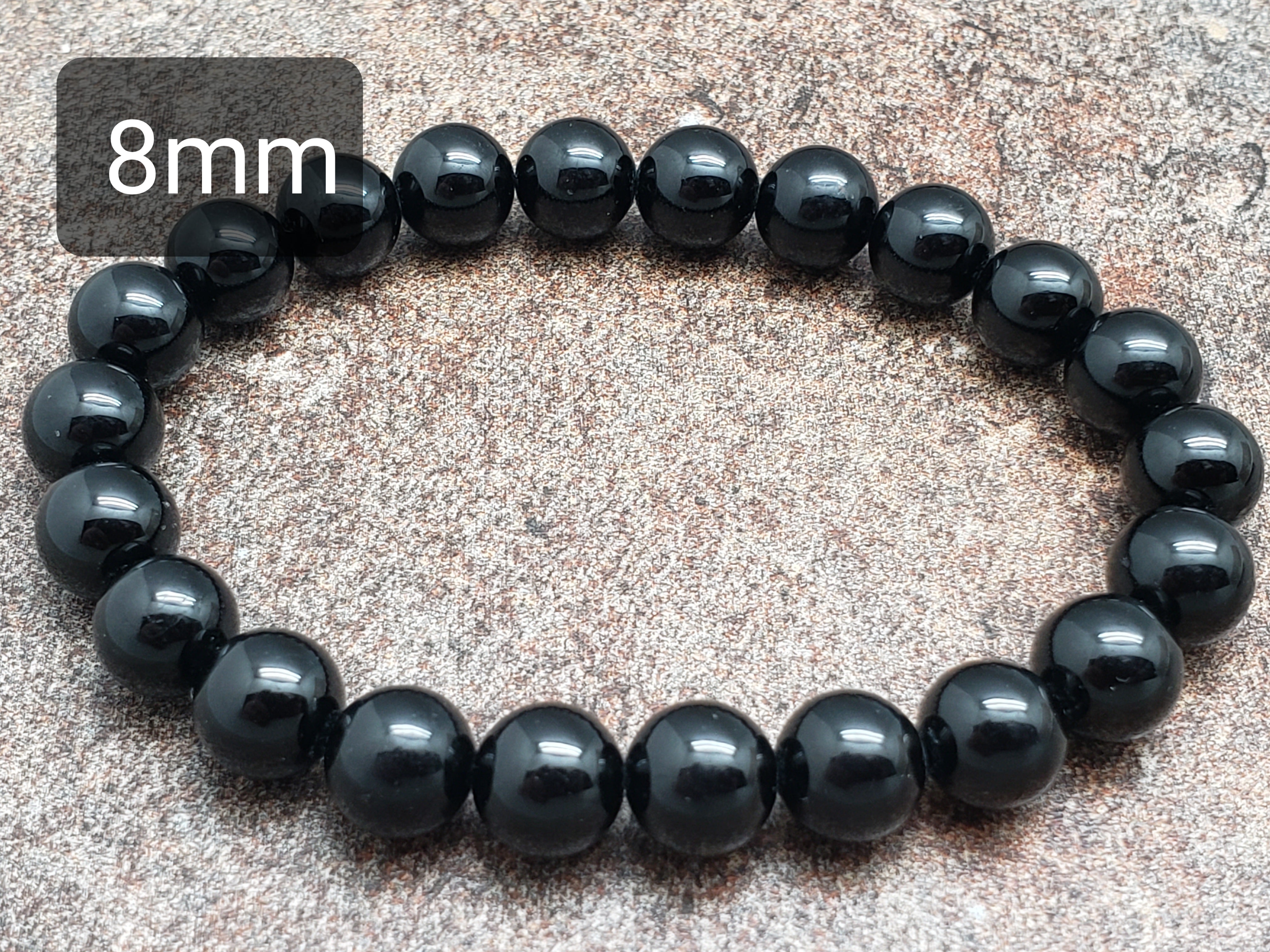 Count of 5 Black Tourmaline Bracelets, A Grade, 7 inch