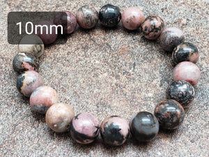 Count of 5 Black Vein Rhodonite Bracelets, 7 inch