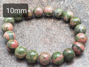 Count of 5 Unakite Bracelets, 7 inch