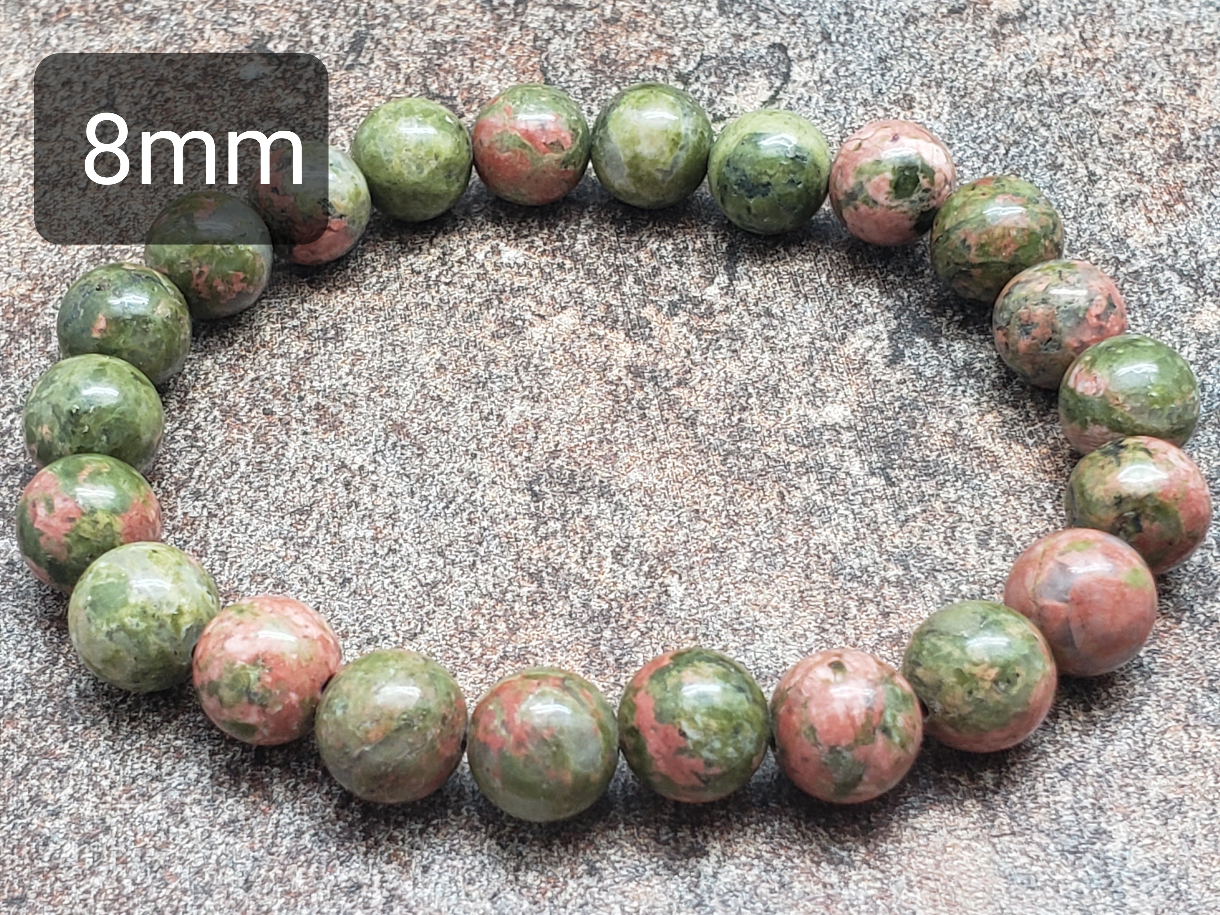 Count of 5 Unakite Bracelets, 7 inch