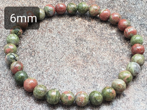 Count of 5 Unakite Bracelets, 7 inch