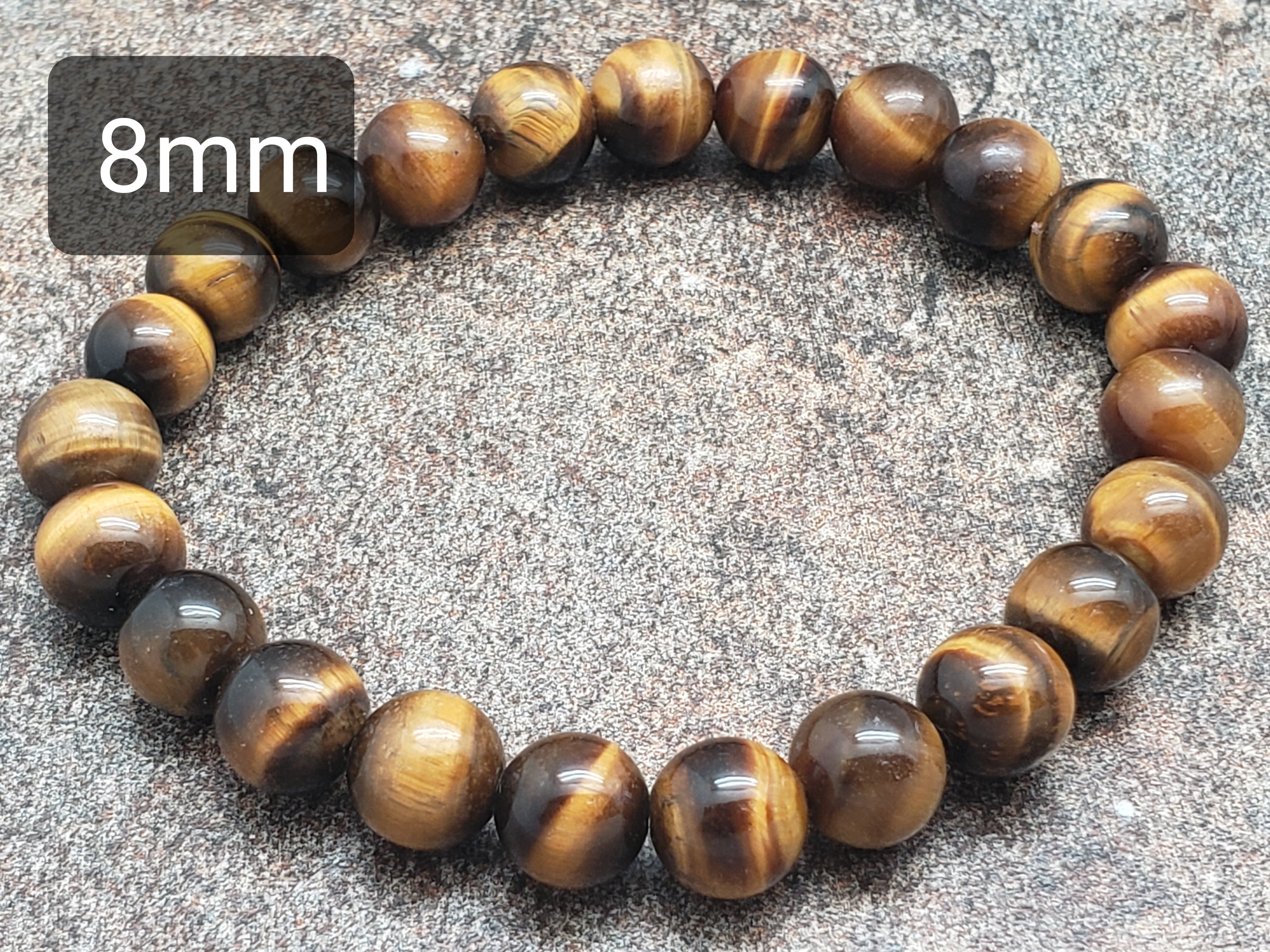 Count of 5 Yellow Tiger Eye Bracelets, 7 inch