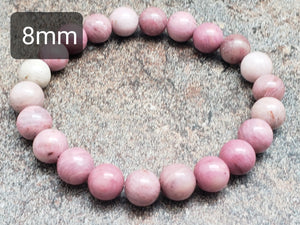 Count of 5 Pink Rhodonite Bracelets, 7 inch