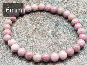 Count of 5 Pink Rhodonite Bracelets, 7 inch