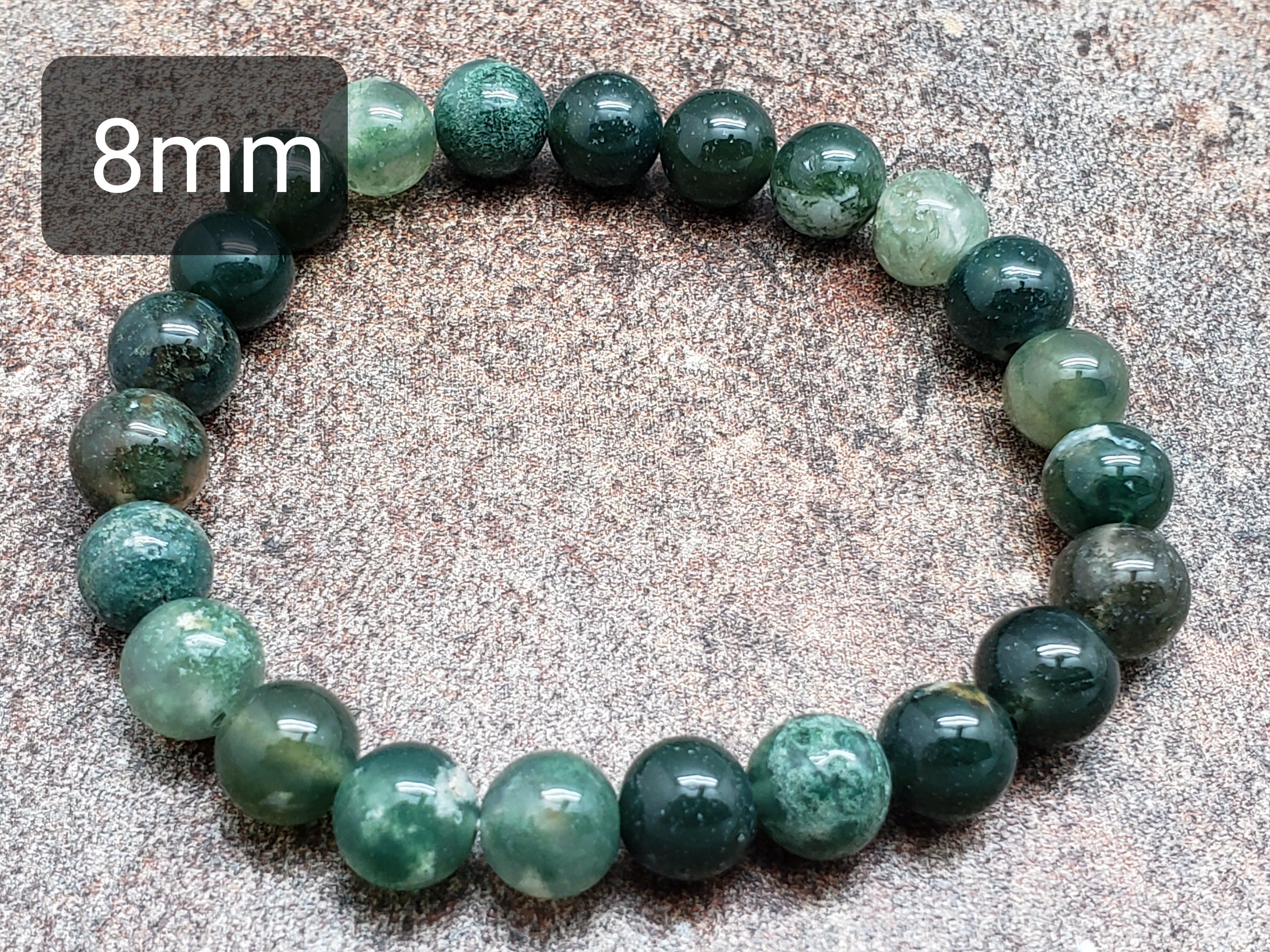 Count of 5 Moss Agate Bracelets, 7 inch