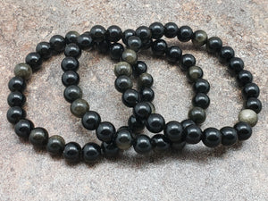 Count of 5 8mm Golden Obsidian Bracelets, 7 inch