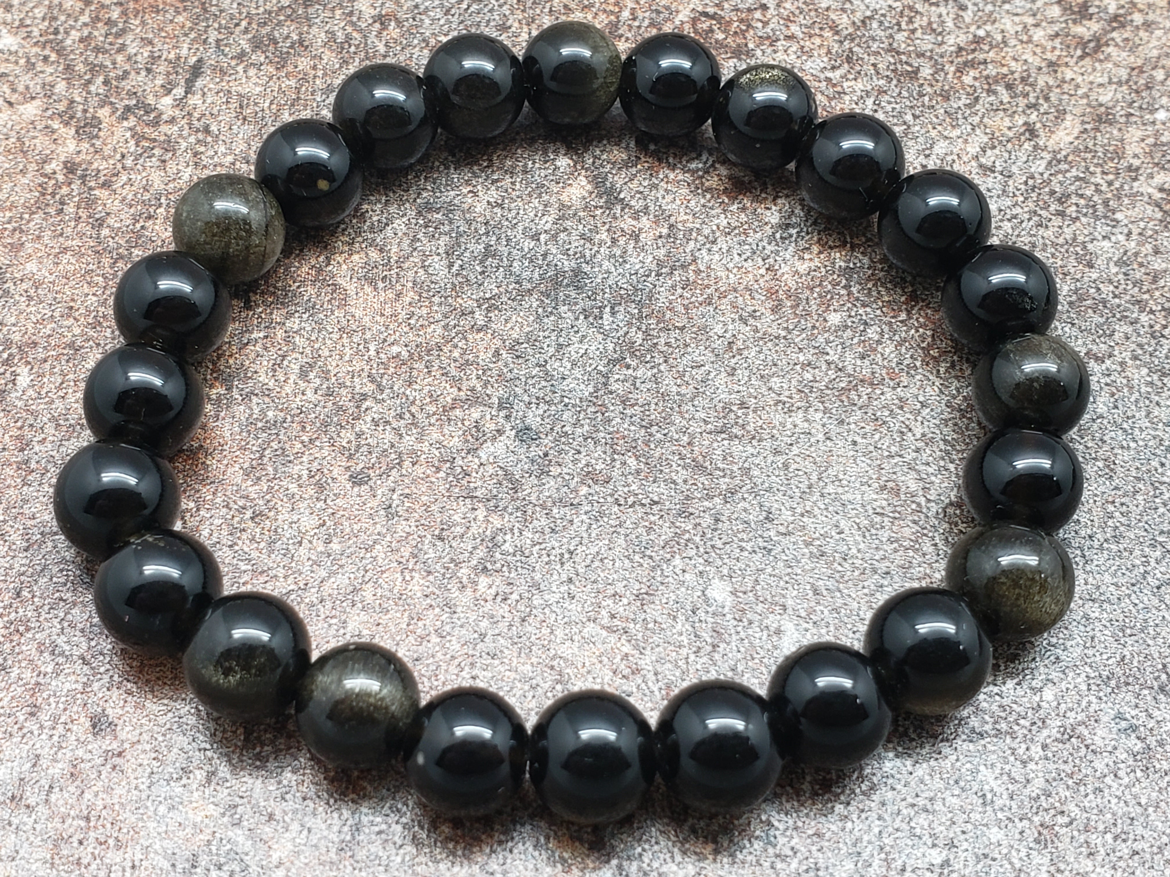 Count of 5 8mm Golden Obsidian Bracelets, 7 inch