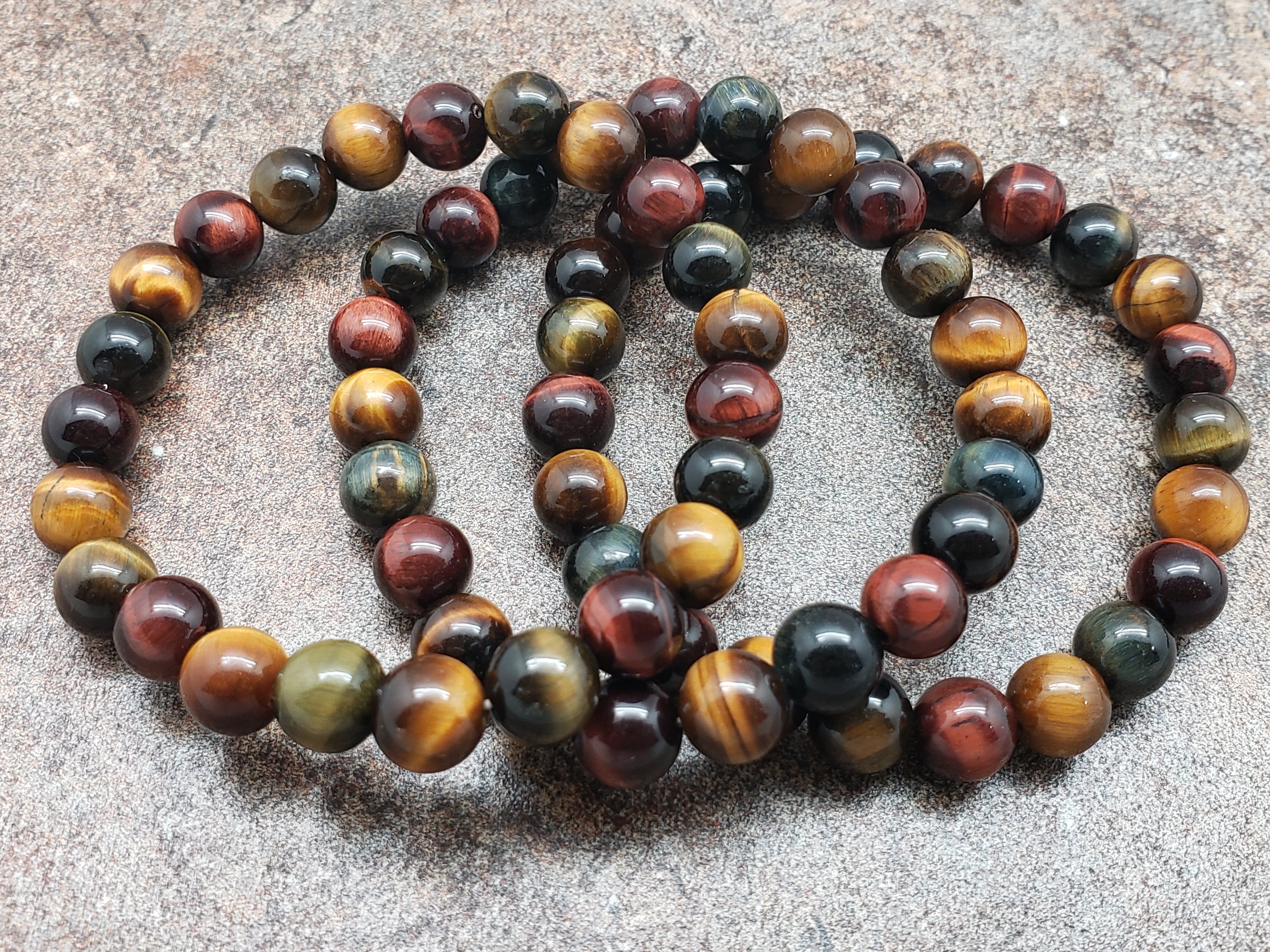 Count of 5 Mixed Tiger Eye Bracelets, 7 inch