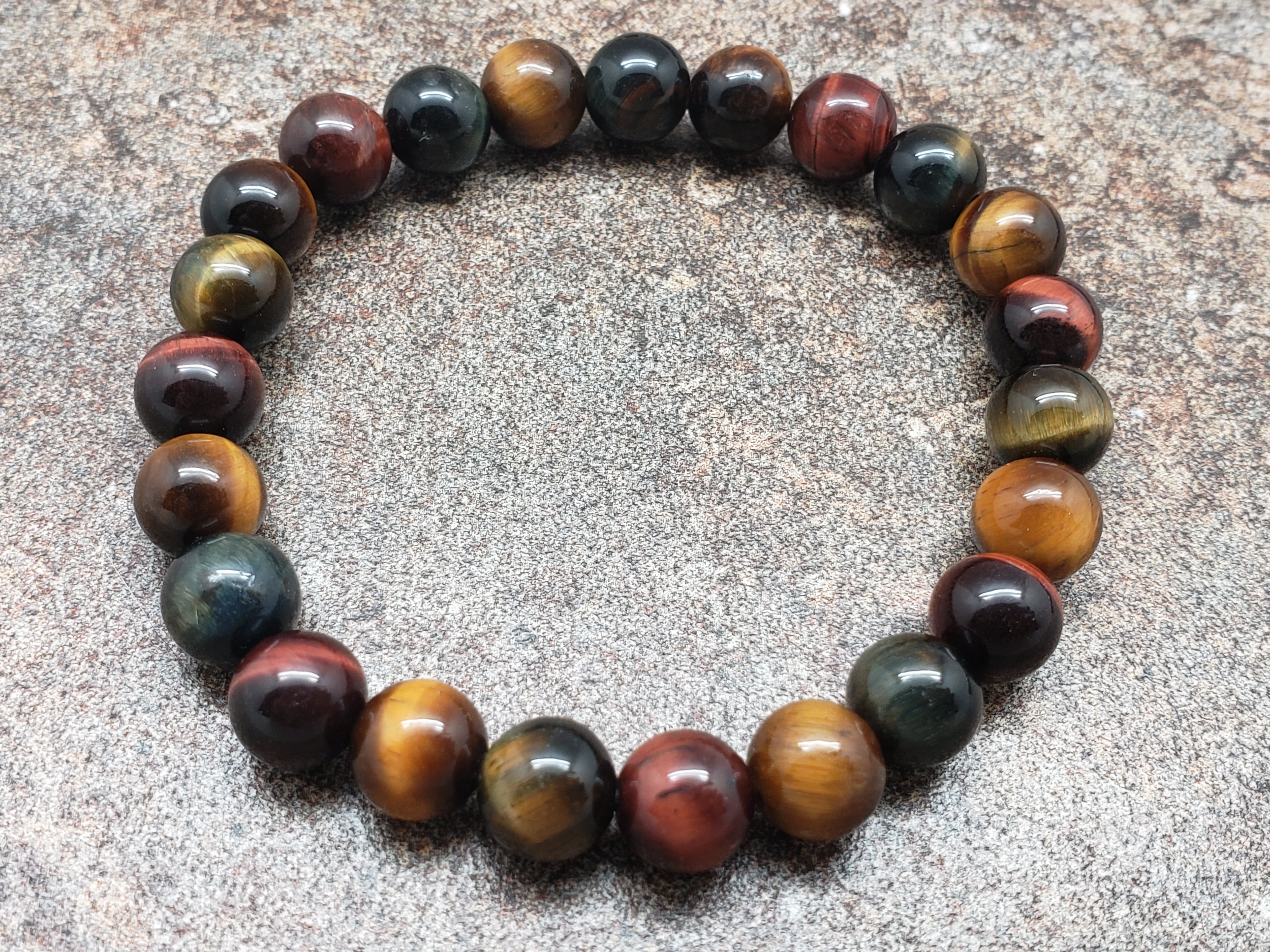 Count of 5 Mixed Tiger Eye Bracelets, 7 inch