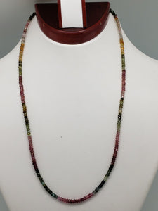 Shaded Watermelon Tourmaline Necklace, 18 inch with Sterling Silver Clasp & Chain