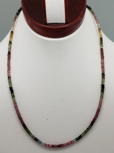 Shaded Watermelon Tourmaline Necklace, 16 inch with Sterling Silver Clasp & Chain