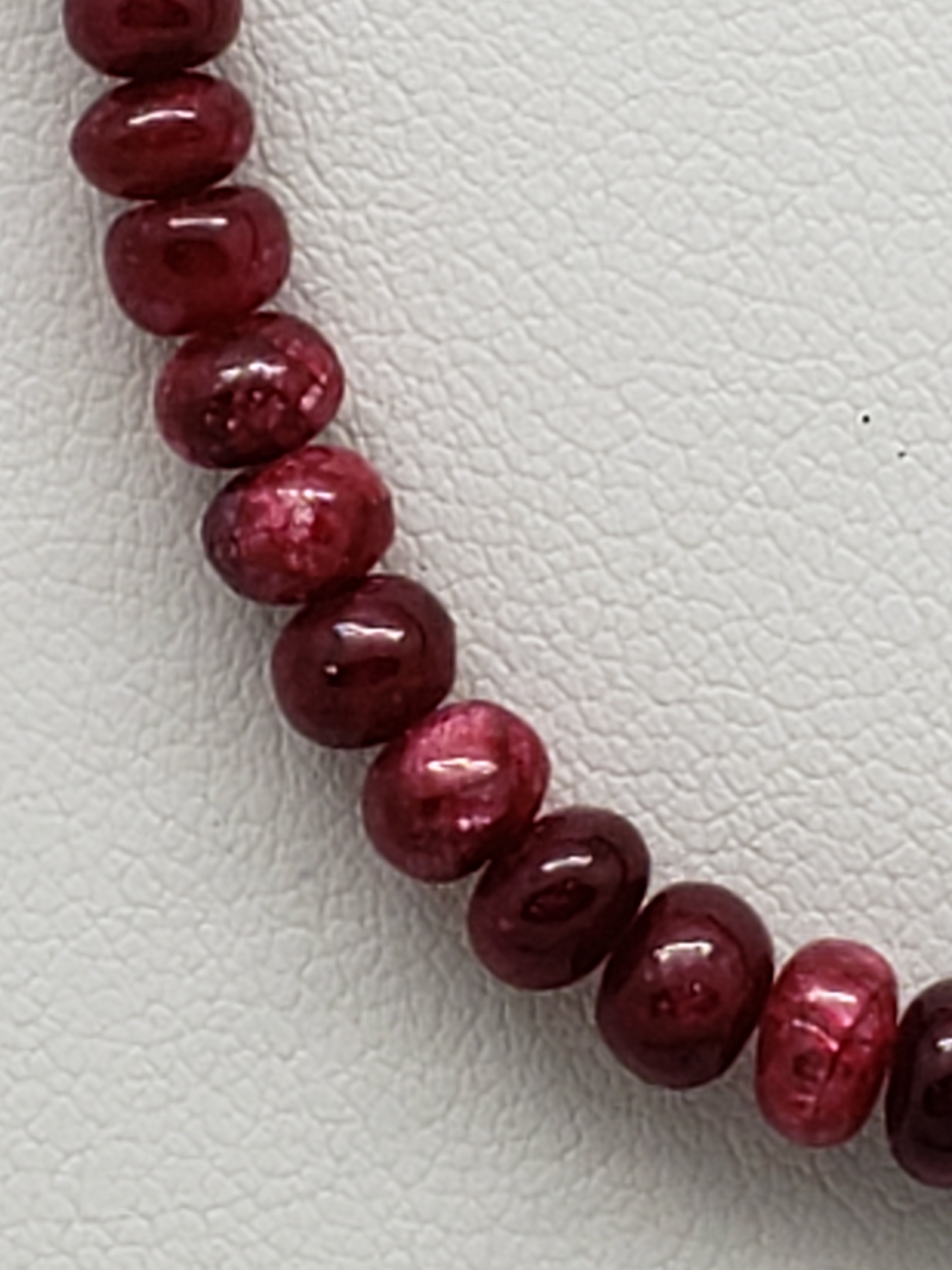 15 inch Ruby Polished Rondelle Necklace, Graduated 3.5mm to 5.5mm